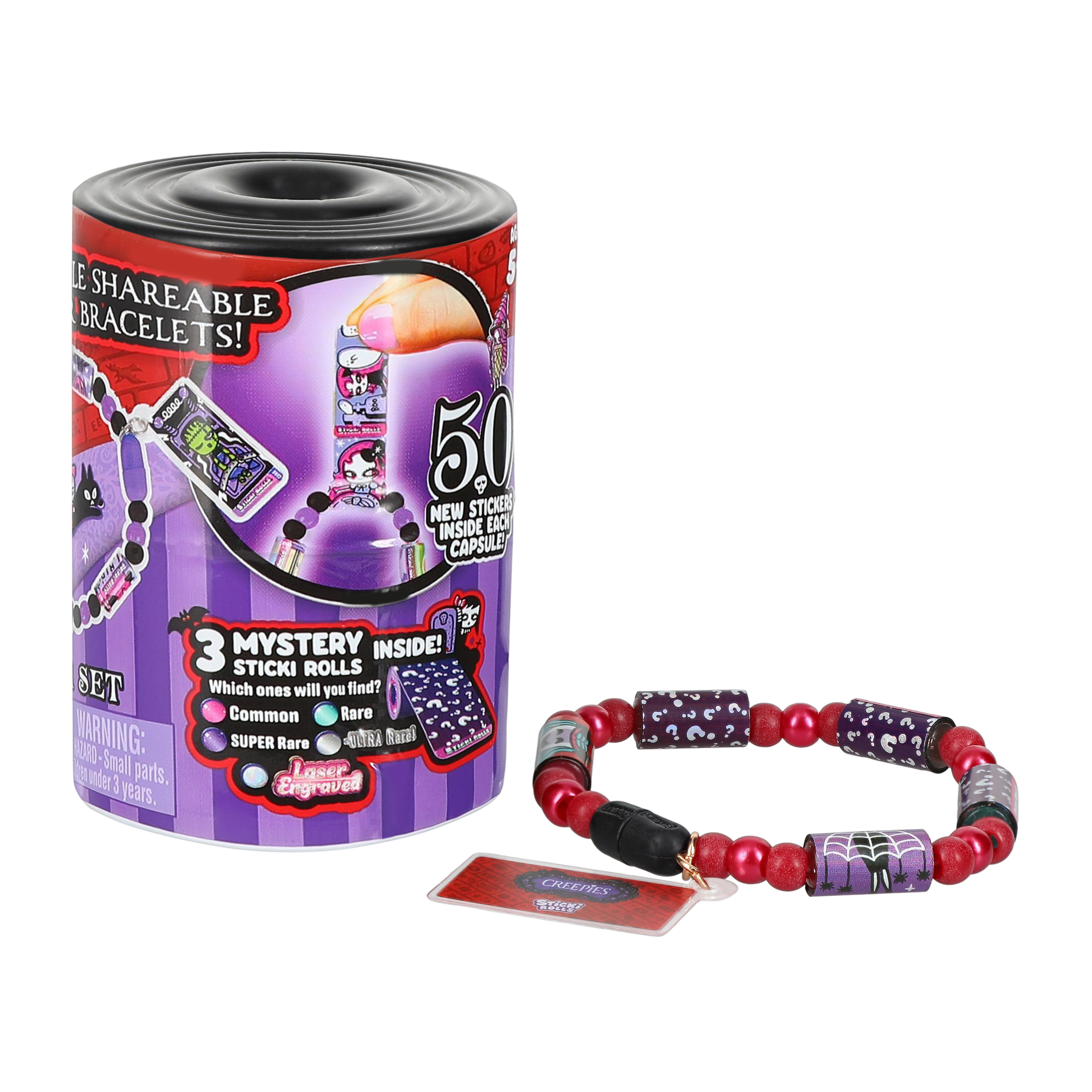 Sticki Rolls Creepies Wearable Sticker Bracelet Capsule Set
