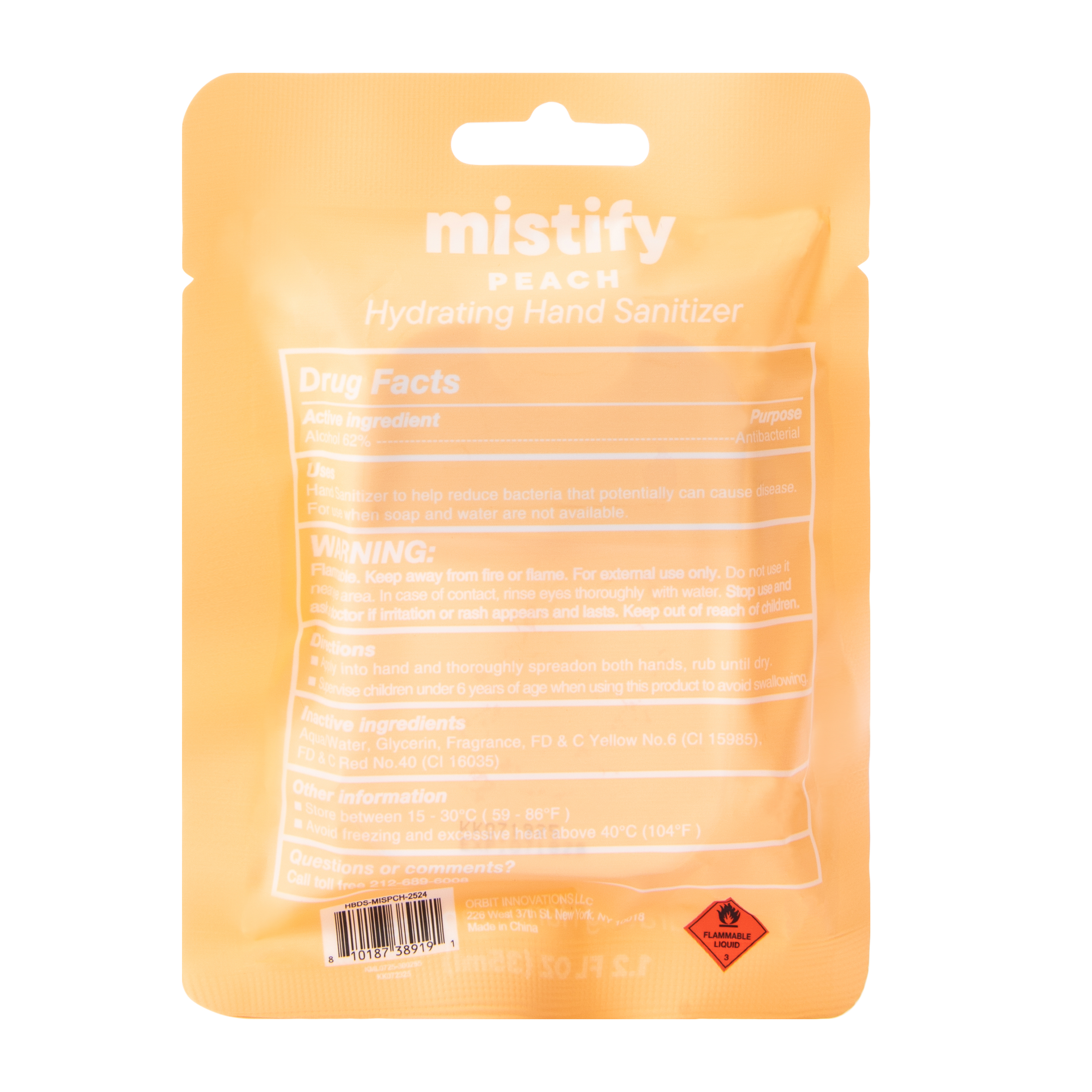 Mistify Peach Hydrating Hand Sanitizer 1.2oz
