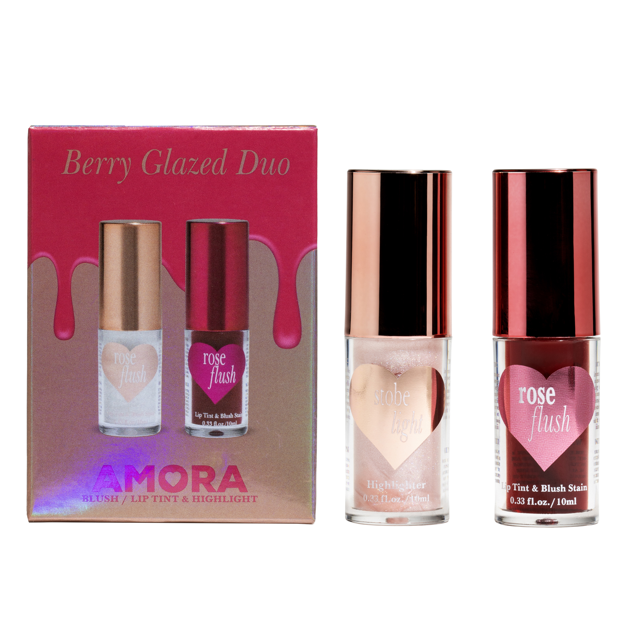 Amora Berry Glazed Duo Blush/Lip Tint & Highlight Set