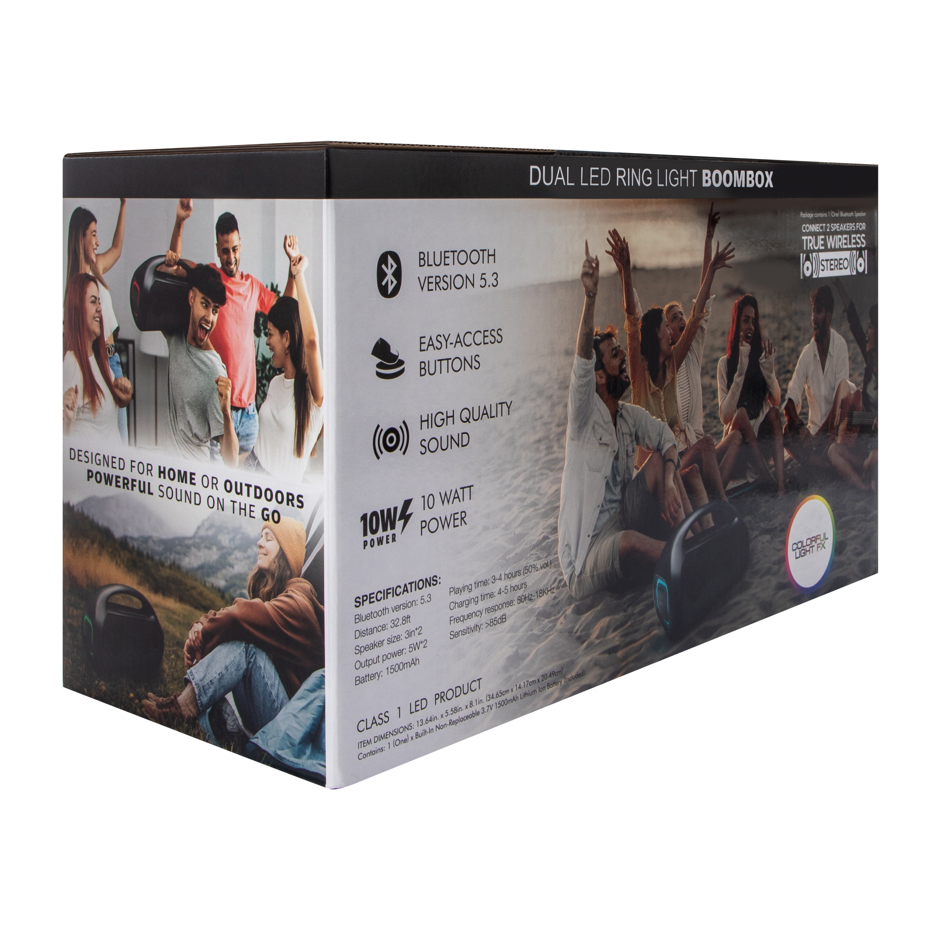 Dual LED Ring Light Boombox