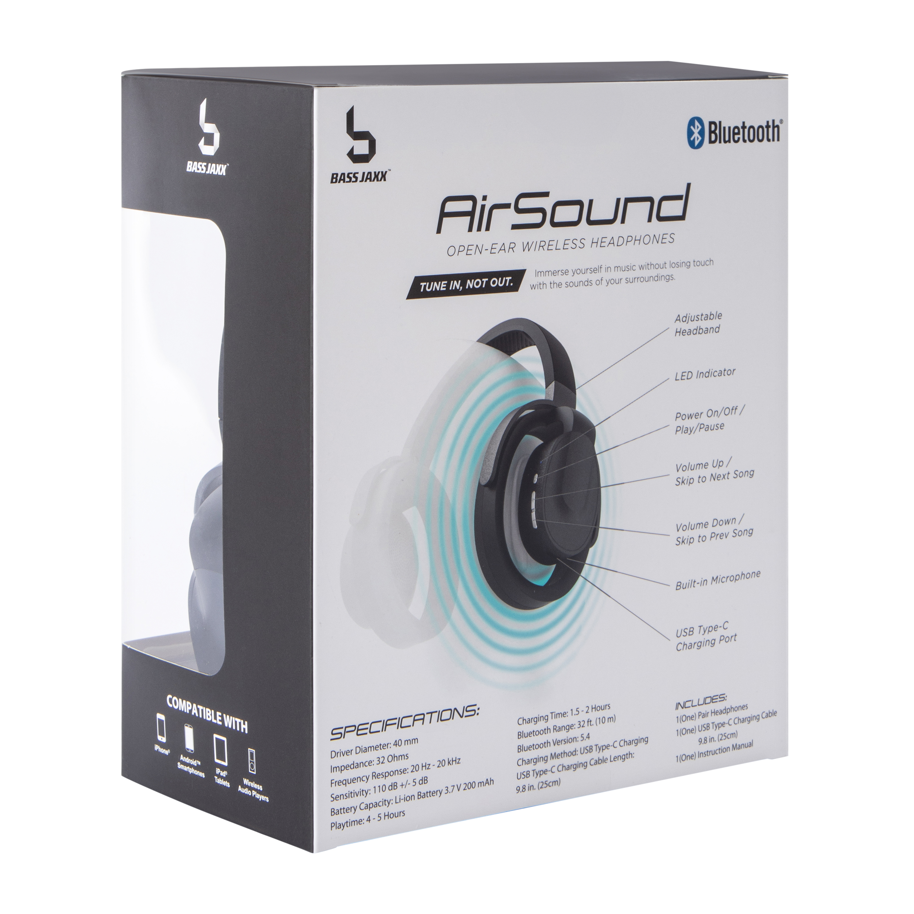 Bass Jaxx™ AirSound Open Ear Wireless Headphones