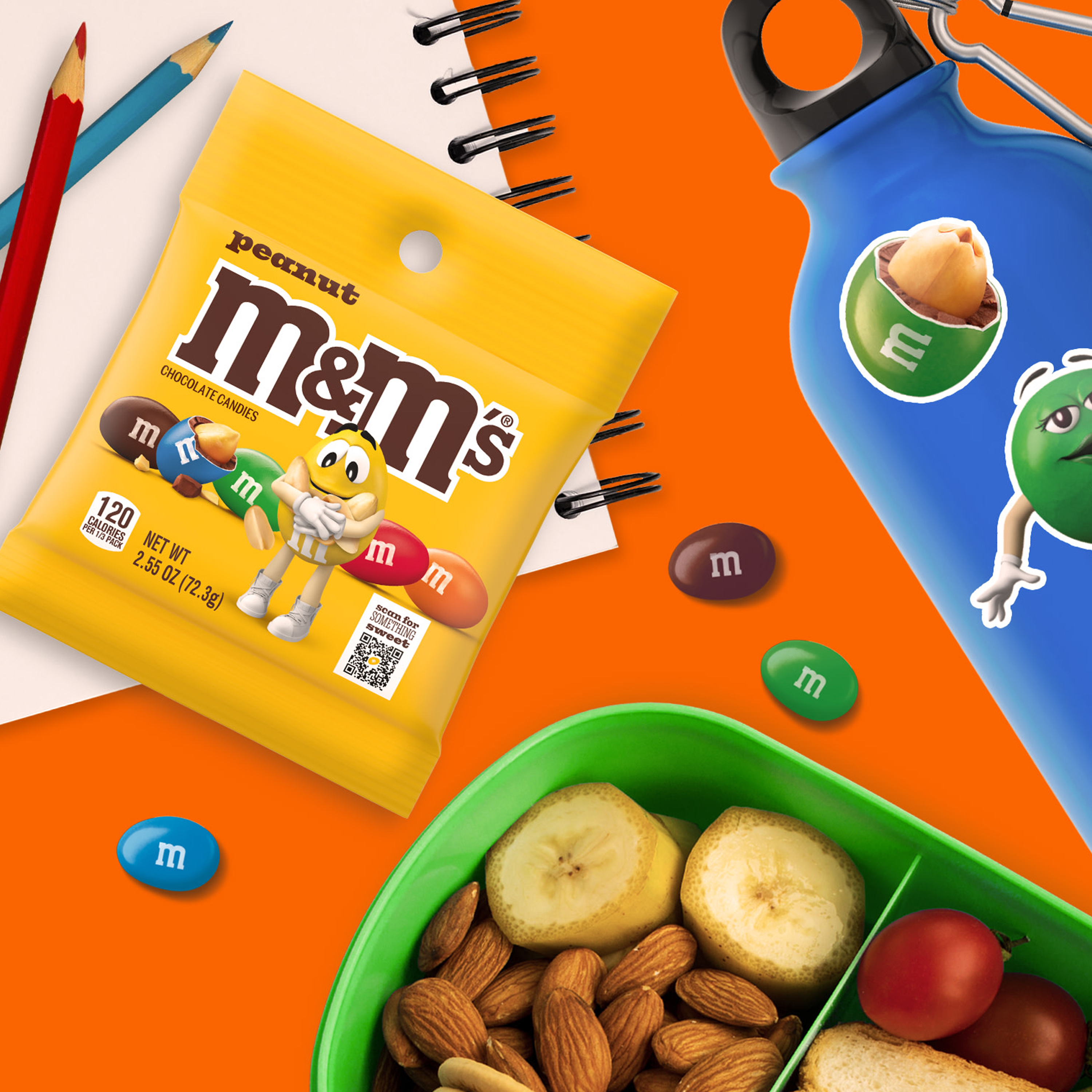 M&M'S Peanut Milk Chocolate Candy, 2.55 oz Bag