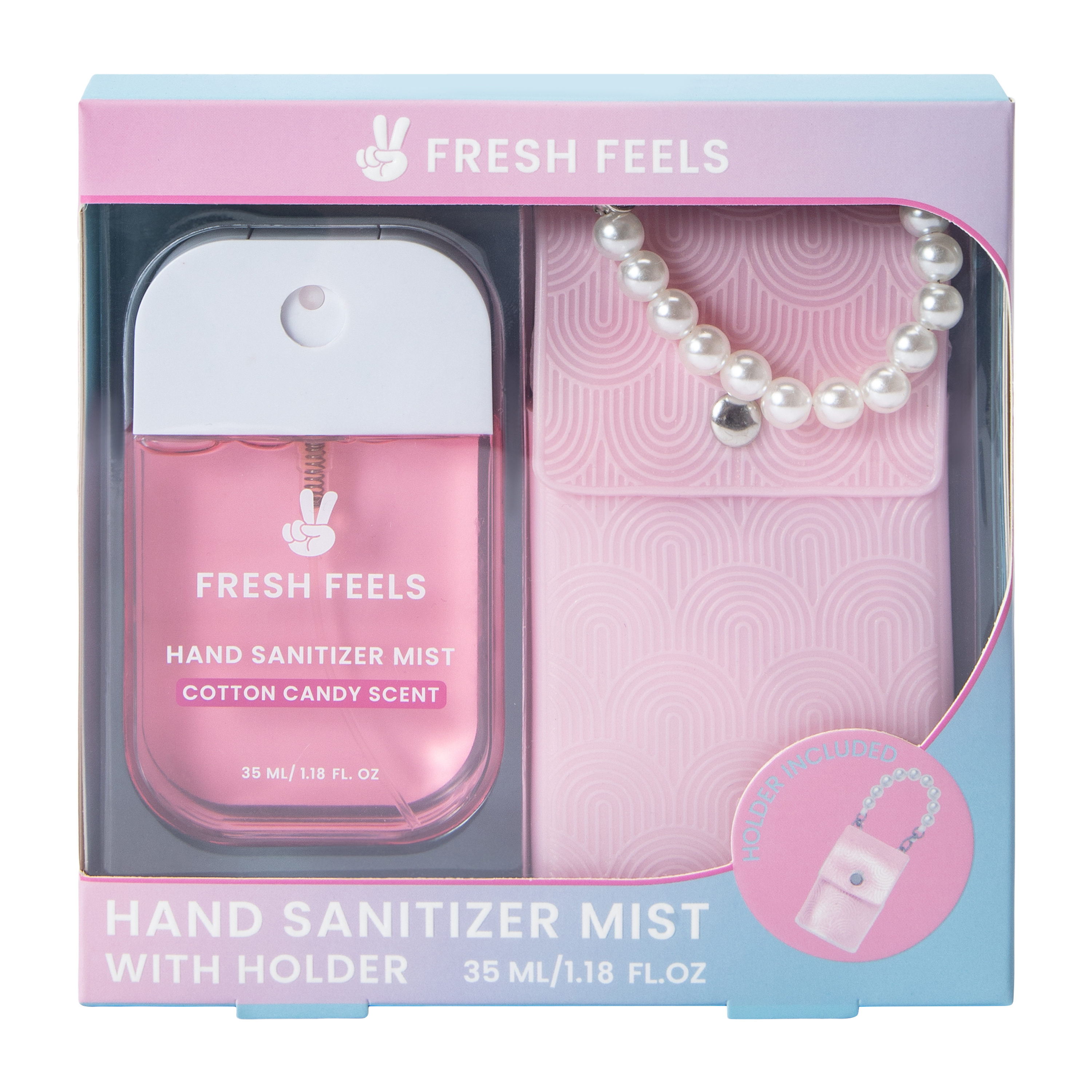 Fresh Feels Cotton Candy Hand Sanitizer Mist With Holder 1.18oz