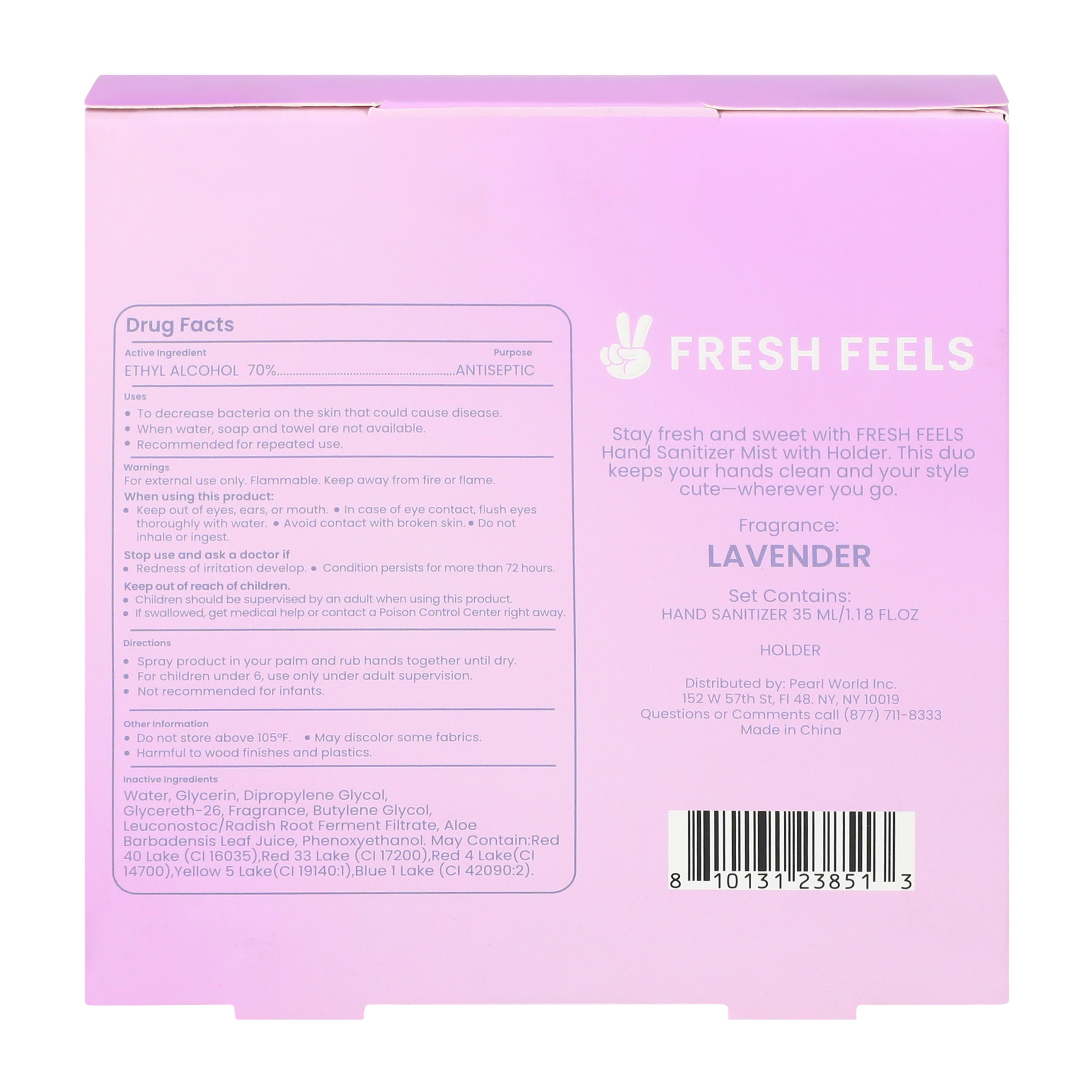 Fresh Feels Lavender Scent Hand Sanitizer Mist With Holder Set 1.18oz