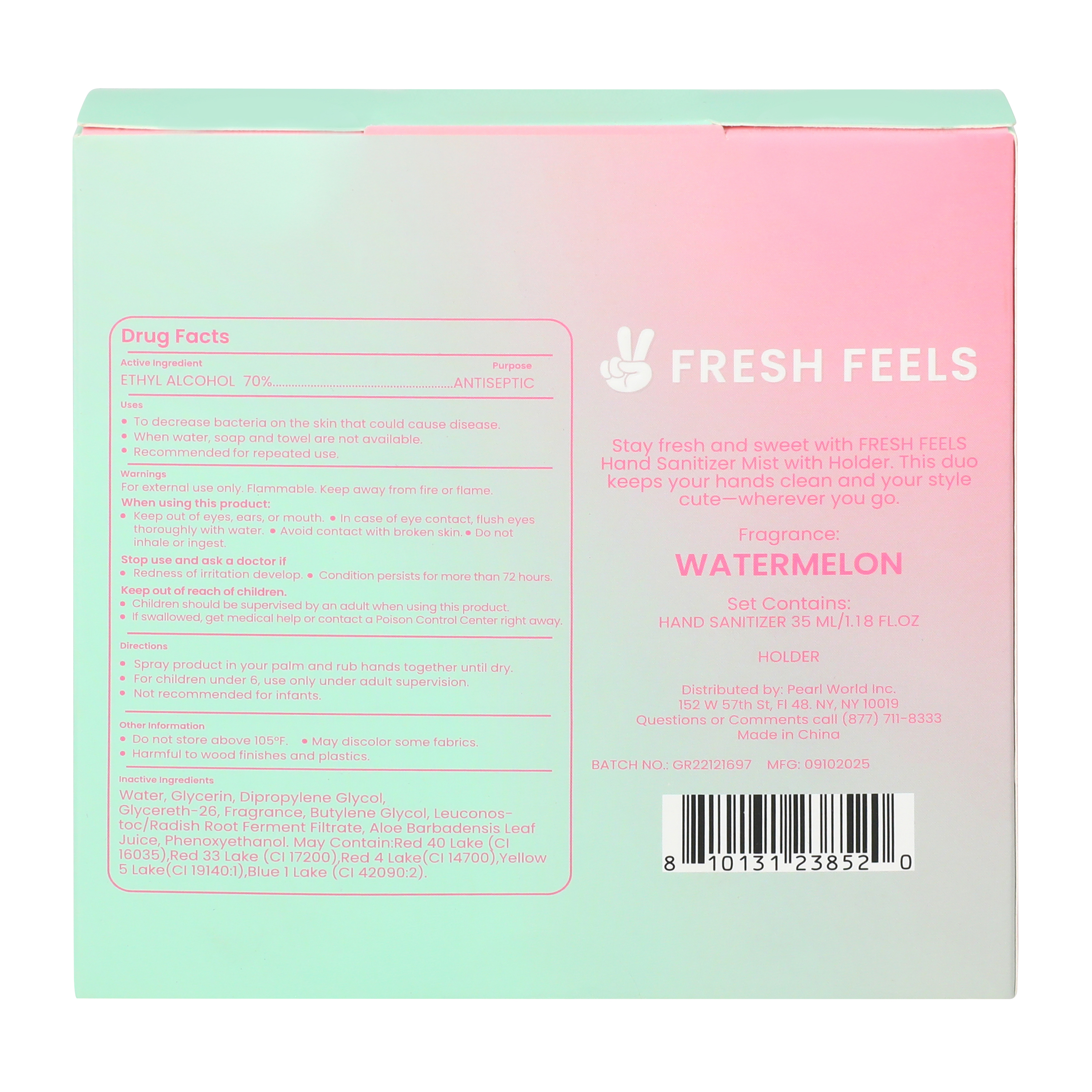Fresh Feels Watermelon Scent Hand Sanitizer Mist With Holder Set 1.18oz