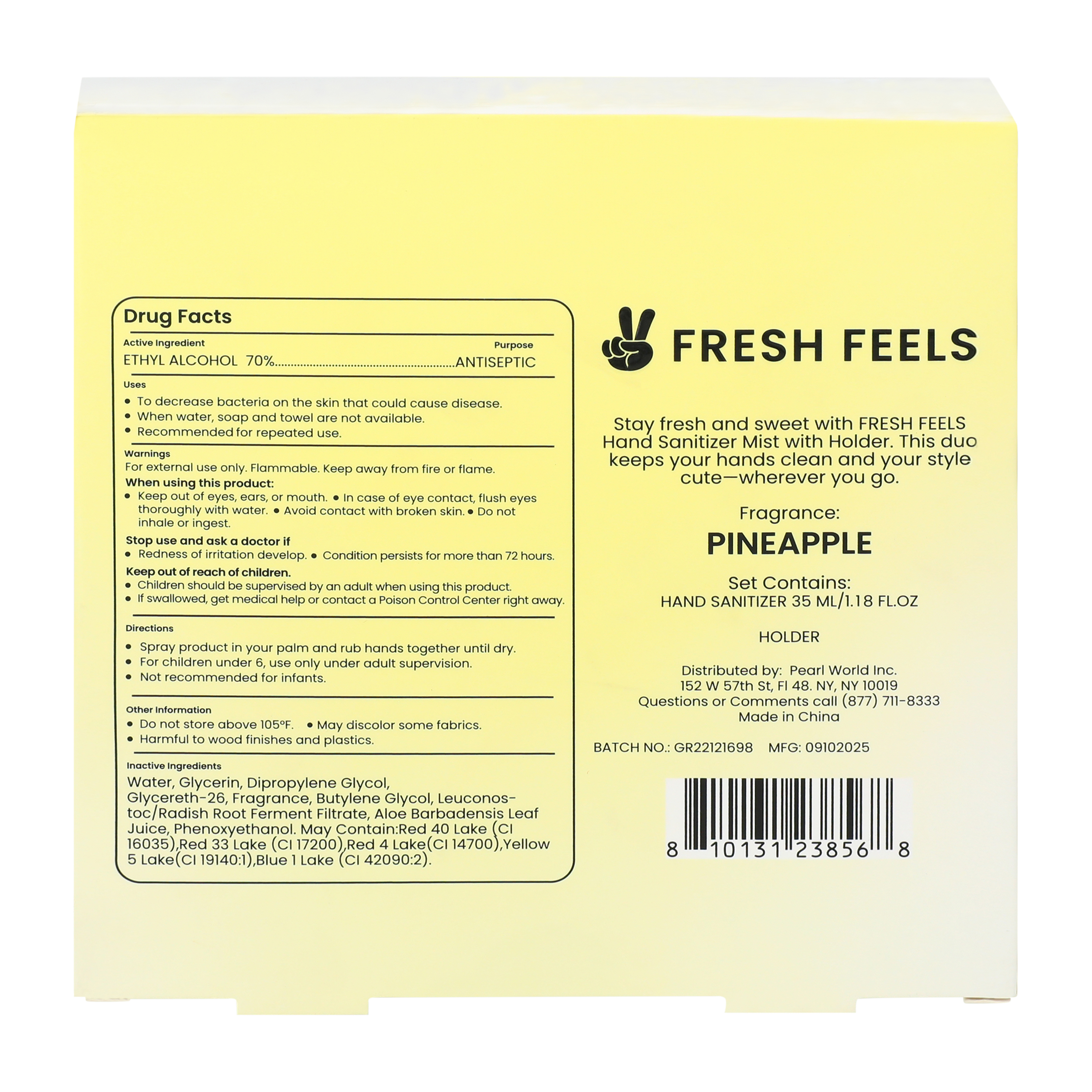 Fresh Feels Pineapple Scent Hand Sanitizer Mist With Holder Set 1.18oz