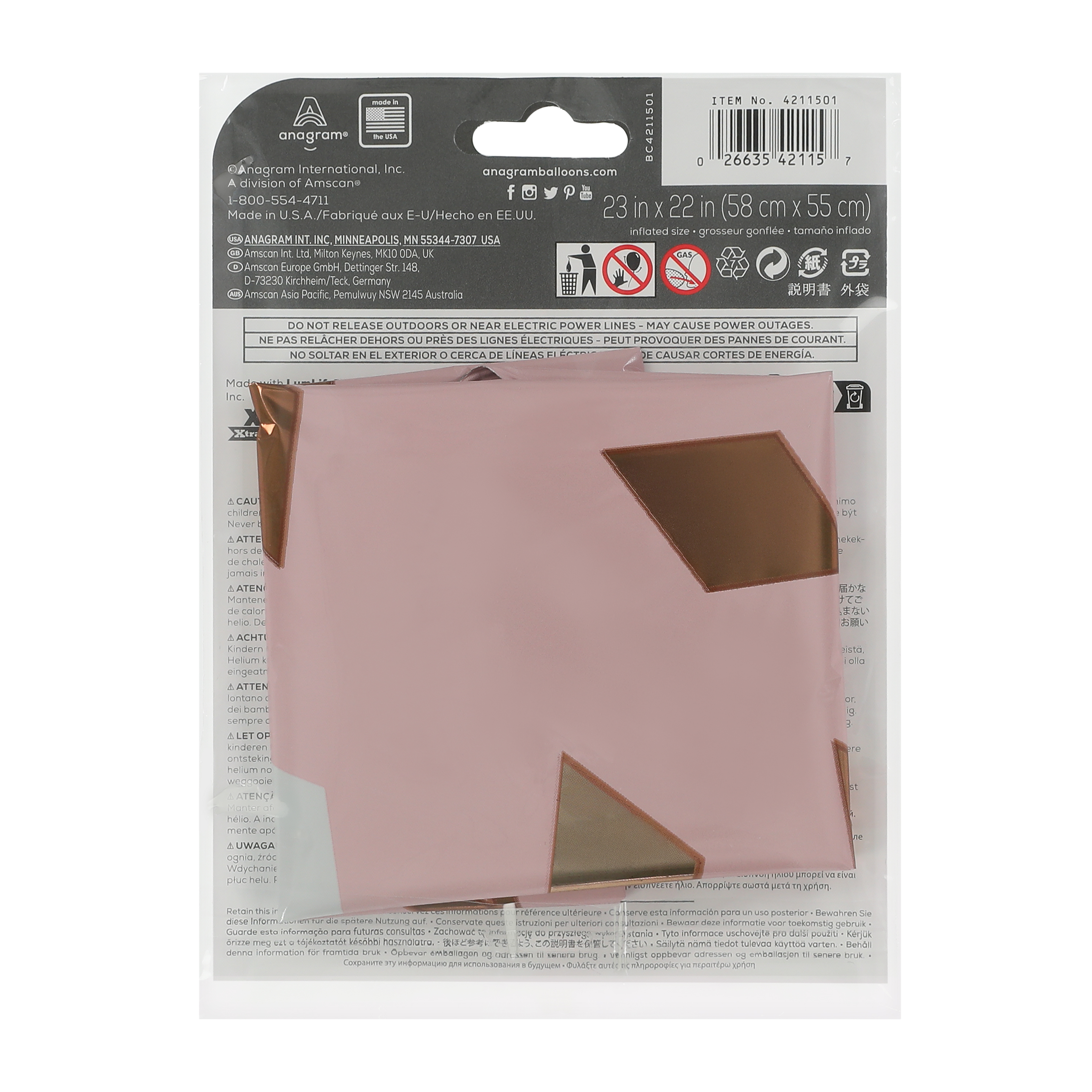 INFLATED Happy Birthday Pink & Gold Hexagon Balloon