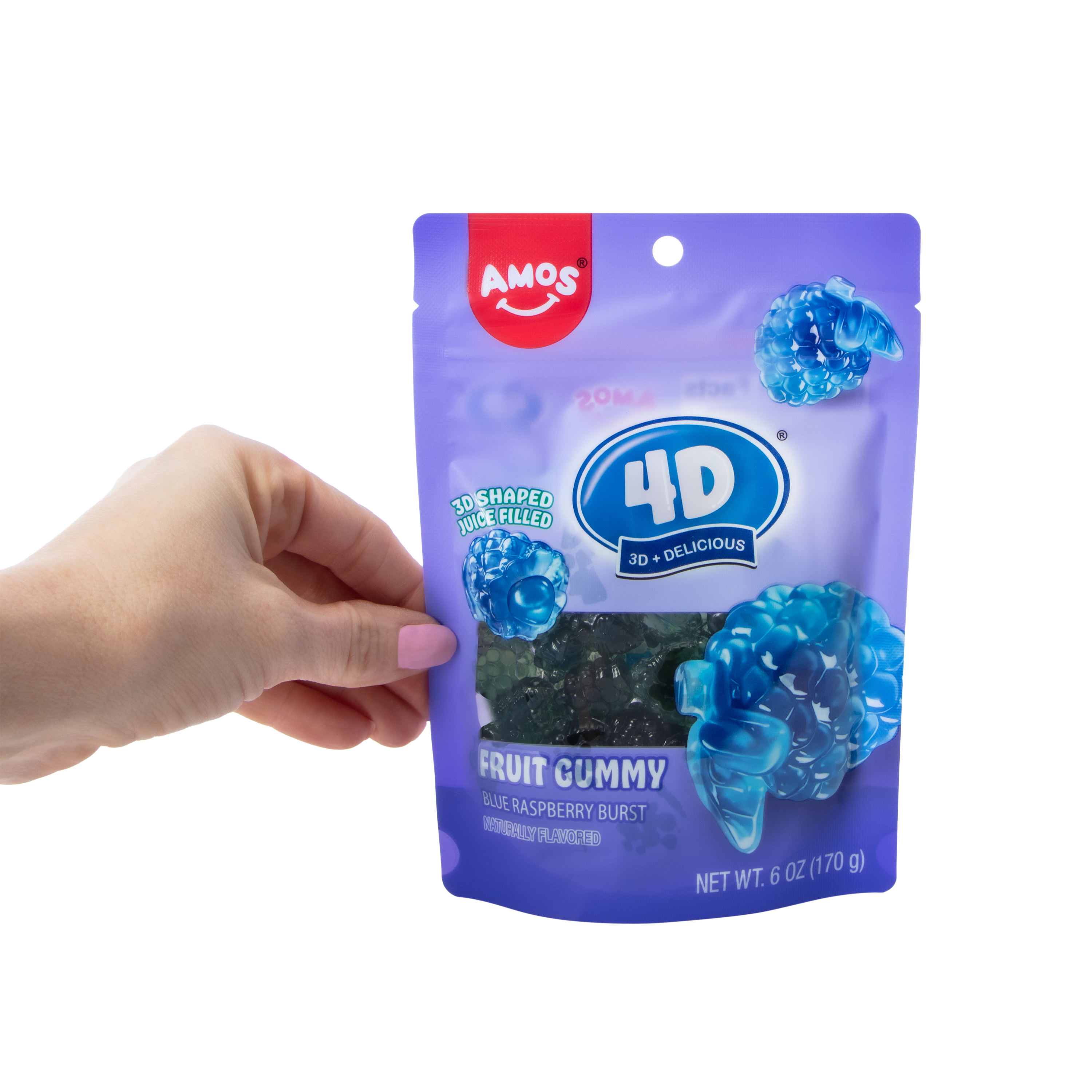 Amos® 4D® Fruit Gummy Blue Raspberry Burst 6oz
