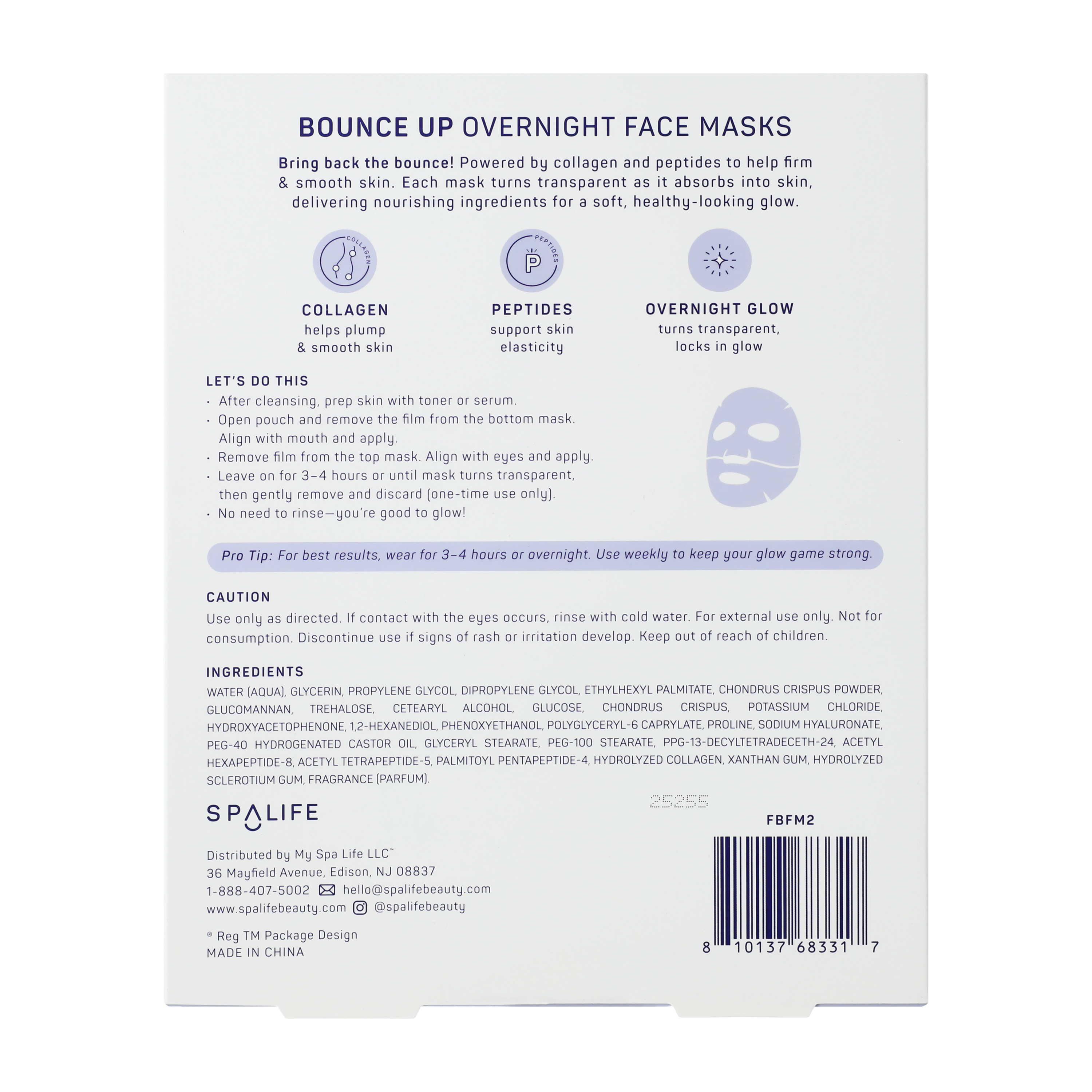 Spalife Bounce Up Overnight Face Masks 3-Pack