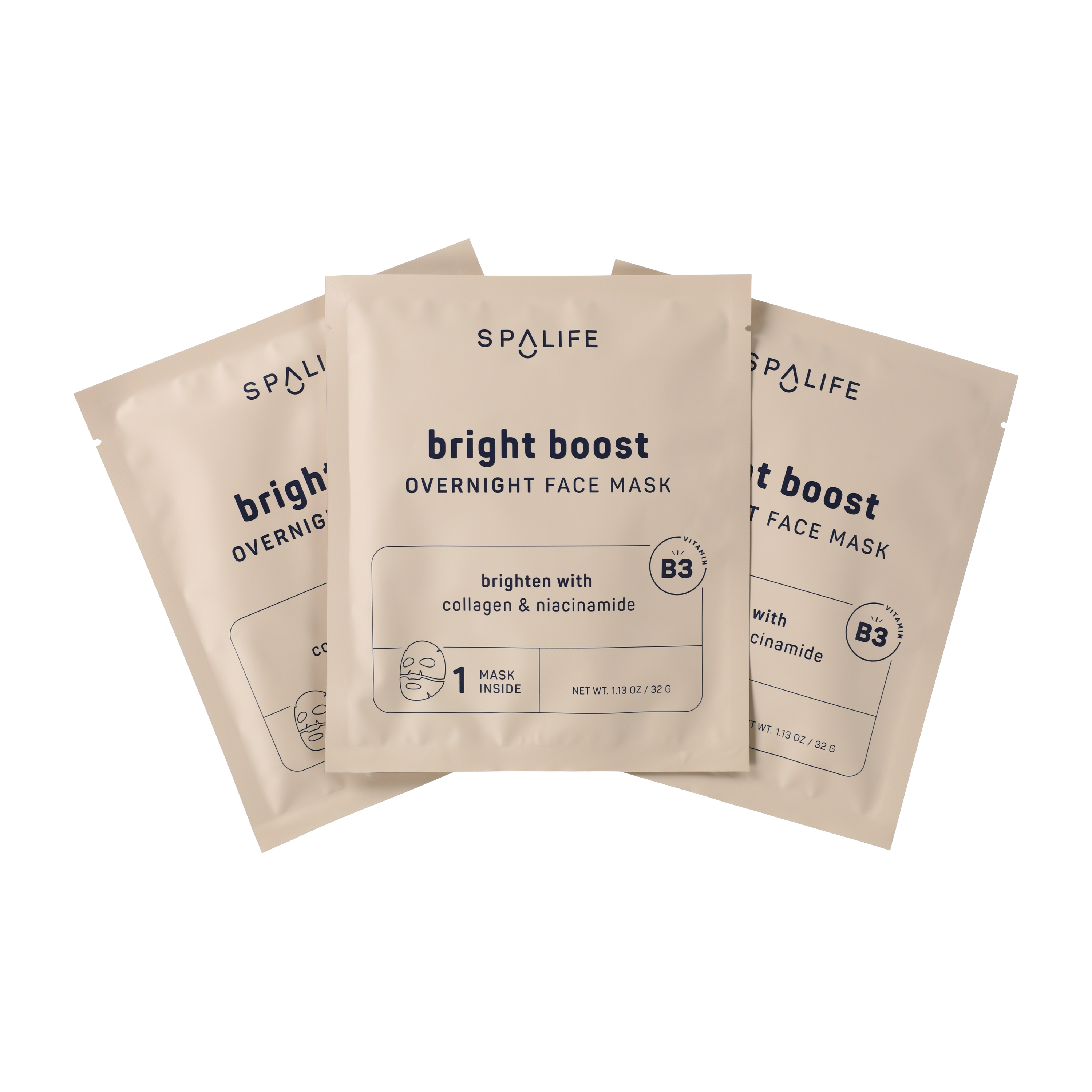 Spalife Bright Boost Overnight Face Masks 3-Pack