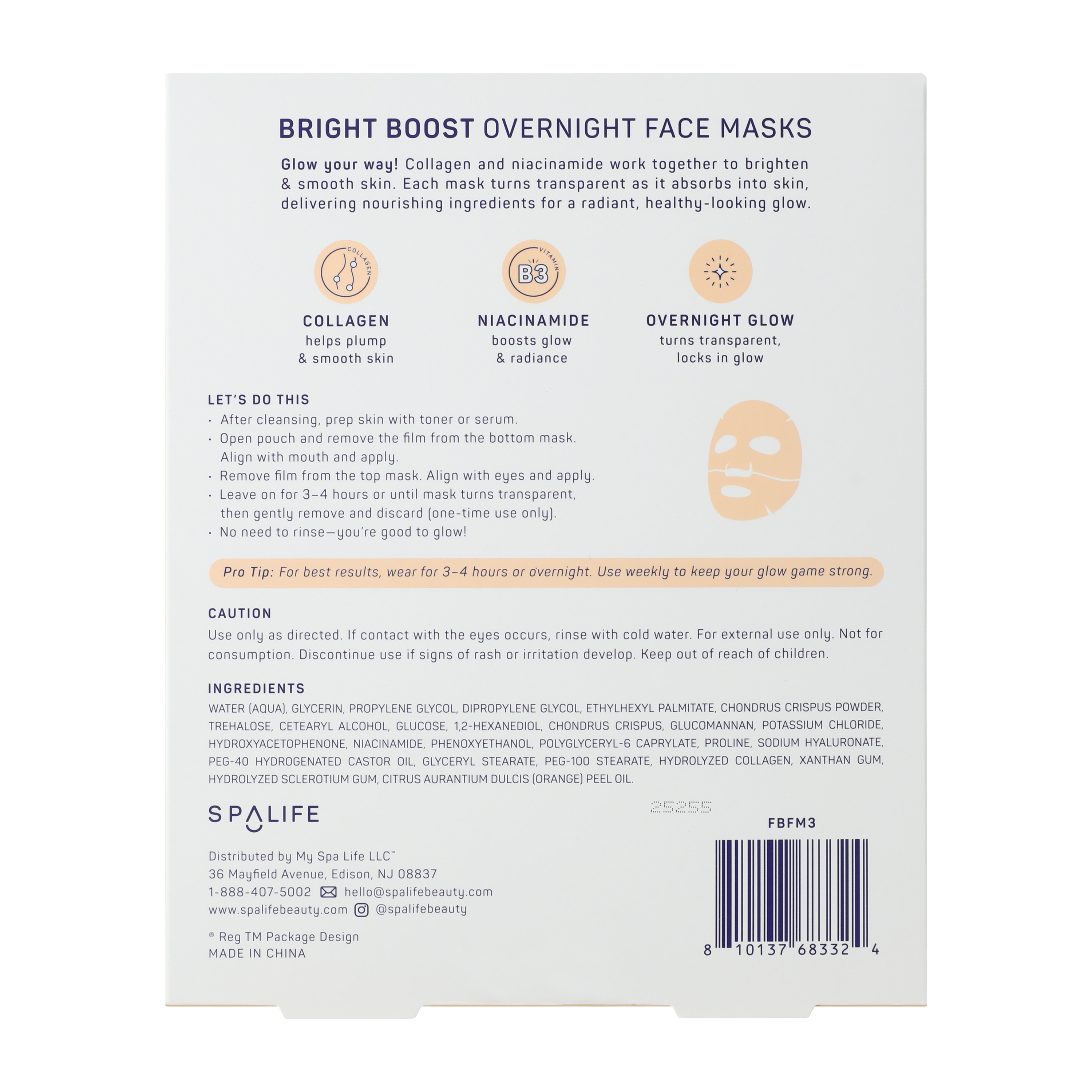 Spalife Bright Boost Overnight Face Masks 3-Pack