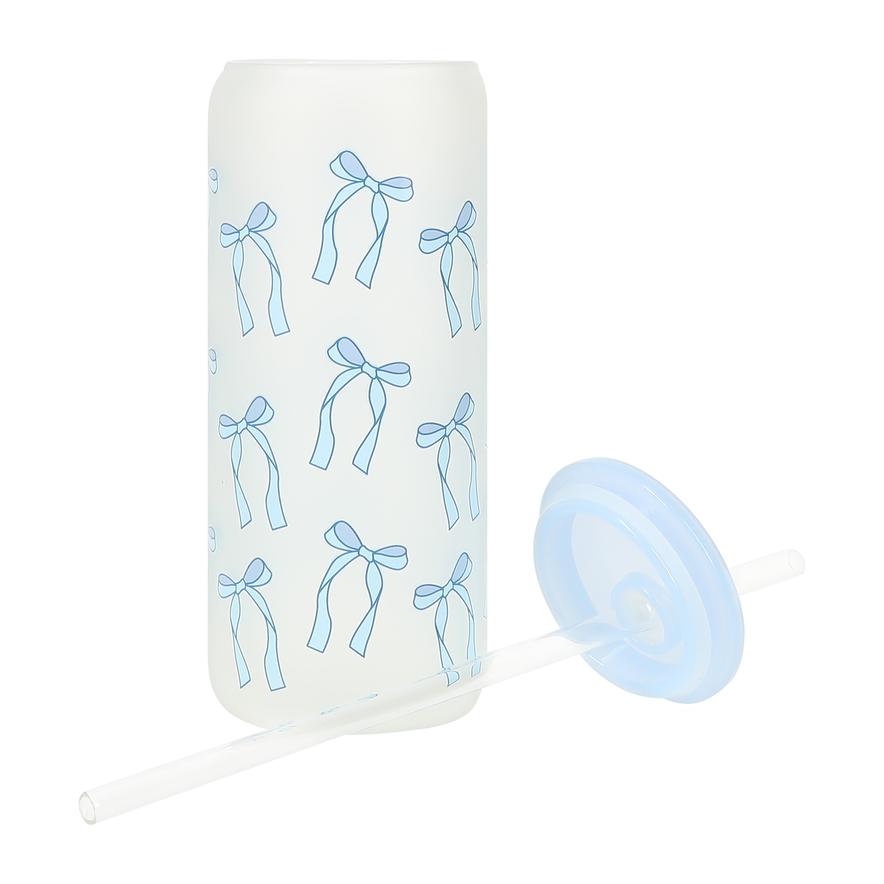 Printed Glass Tumbler With Straw