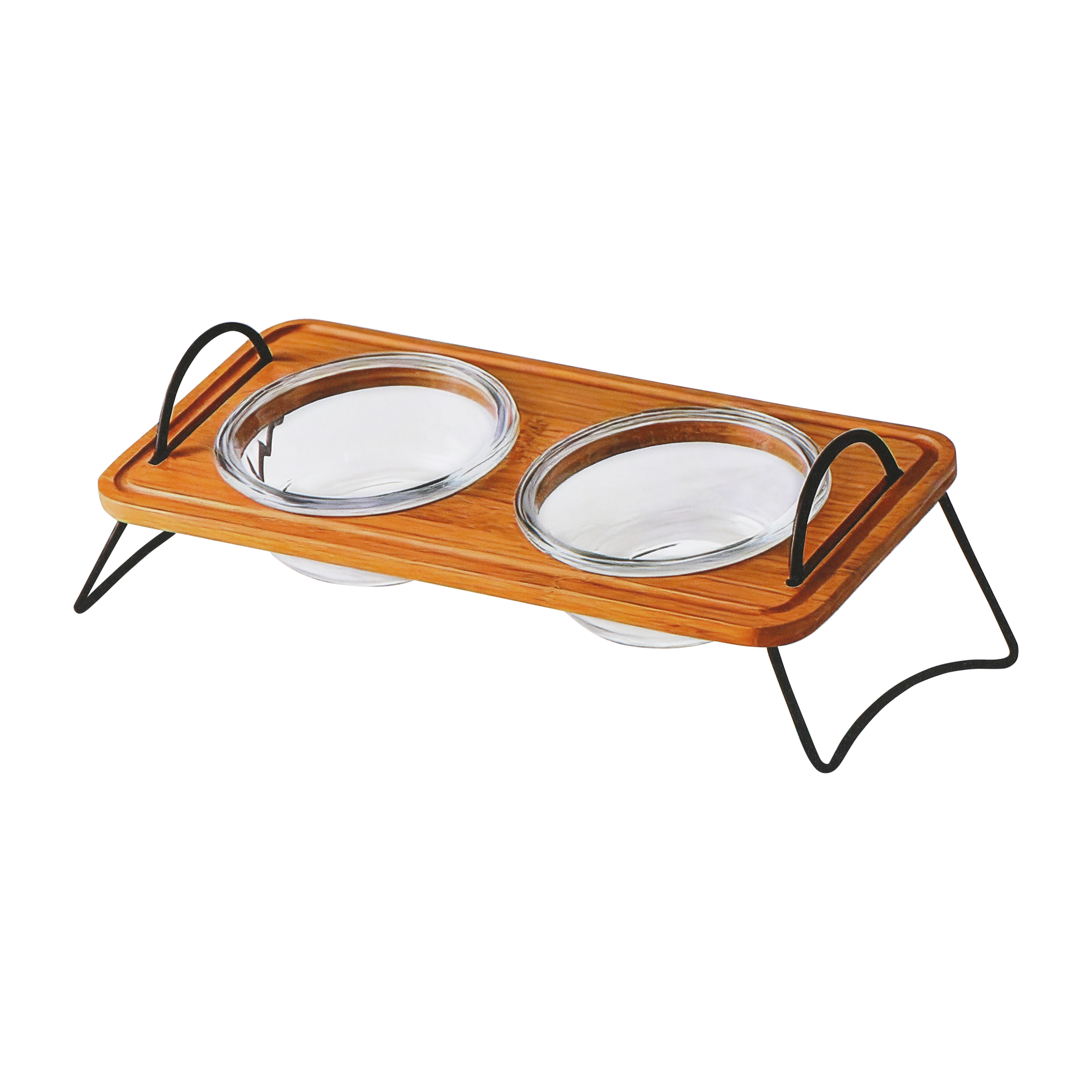 Pet Elevated Glass Double Diner 3-Piece Set
