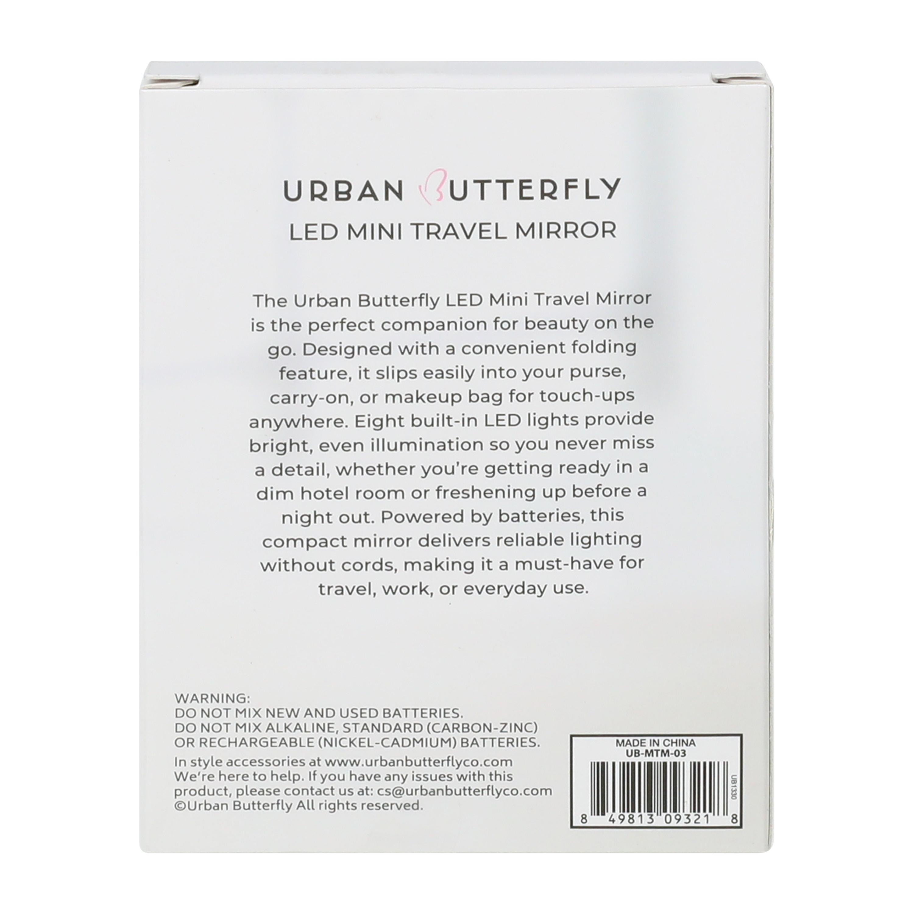 Urban Butterfly LED Mini Travel Mirror