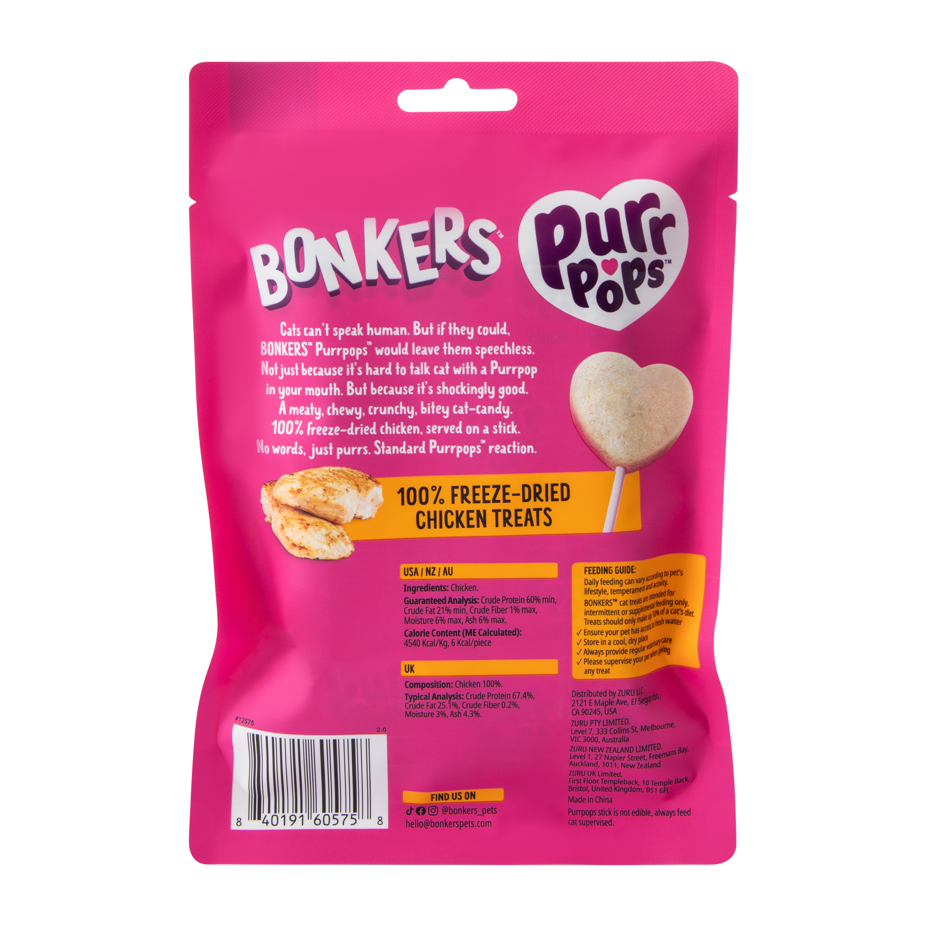 Bonkers™ Purr Pops™Chicky Licks Sticks 4-Pack