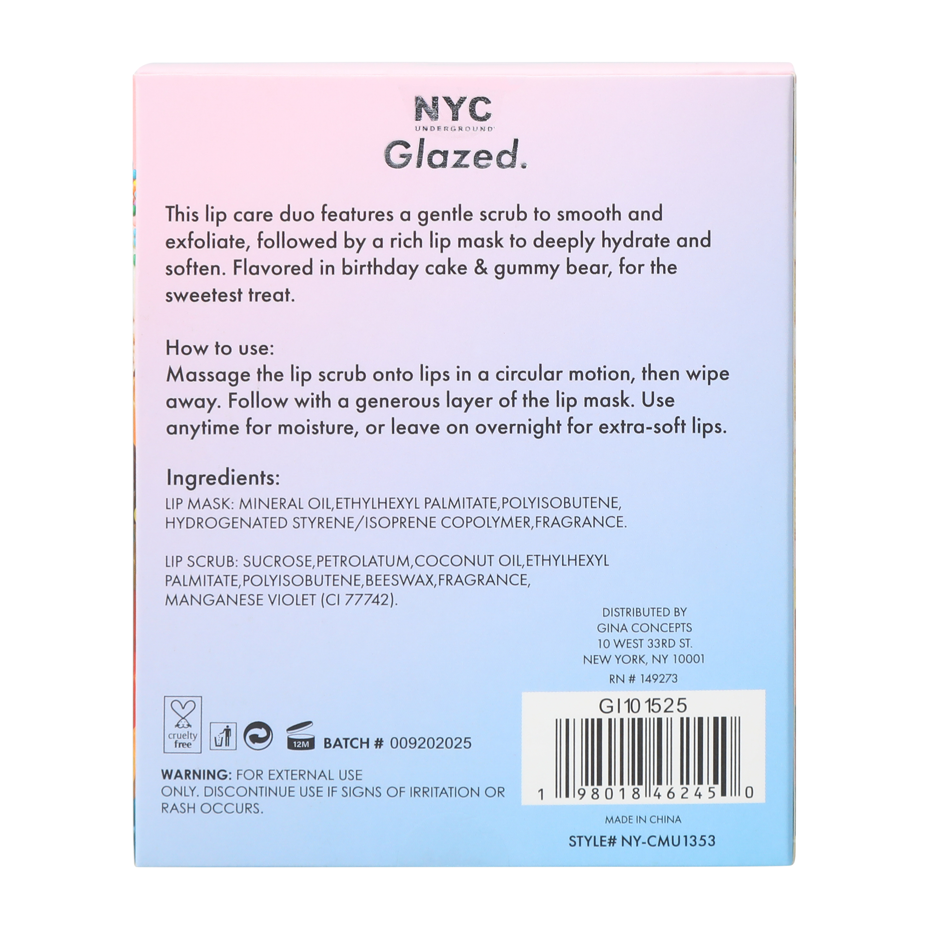 NYC Underground® Glazed Lip Mask & Scrub 2-Pack Set