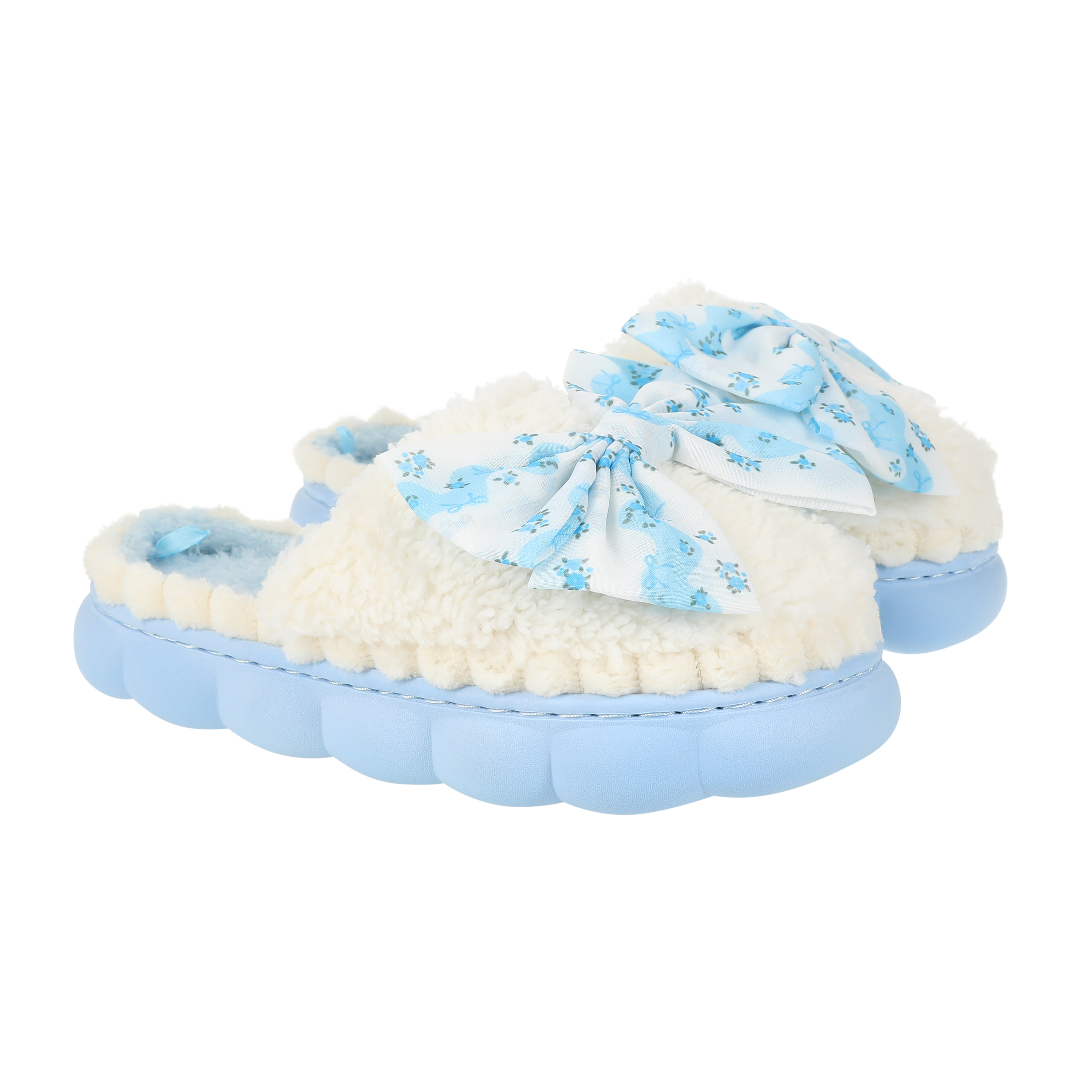 Ladies Fluffy Bow Slippers