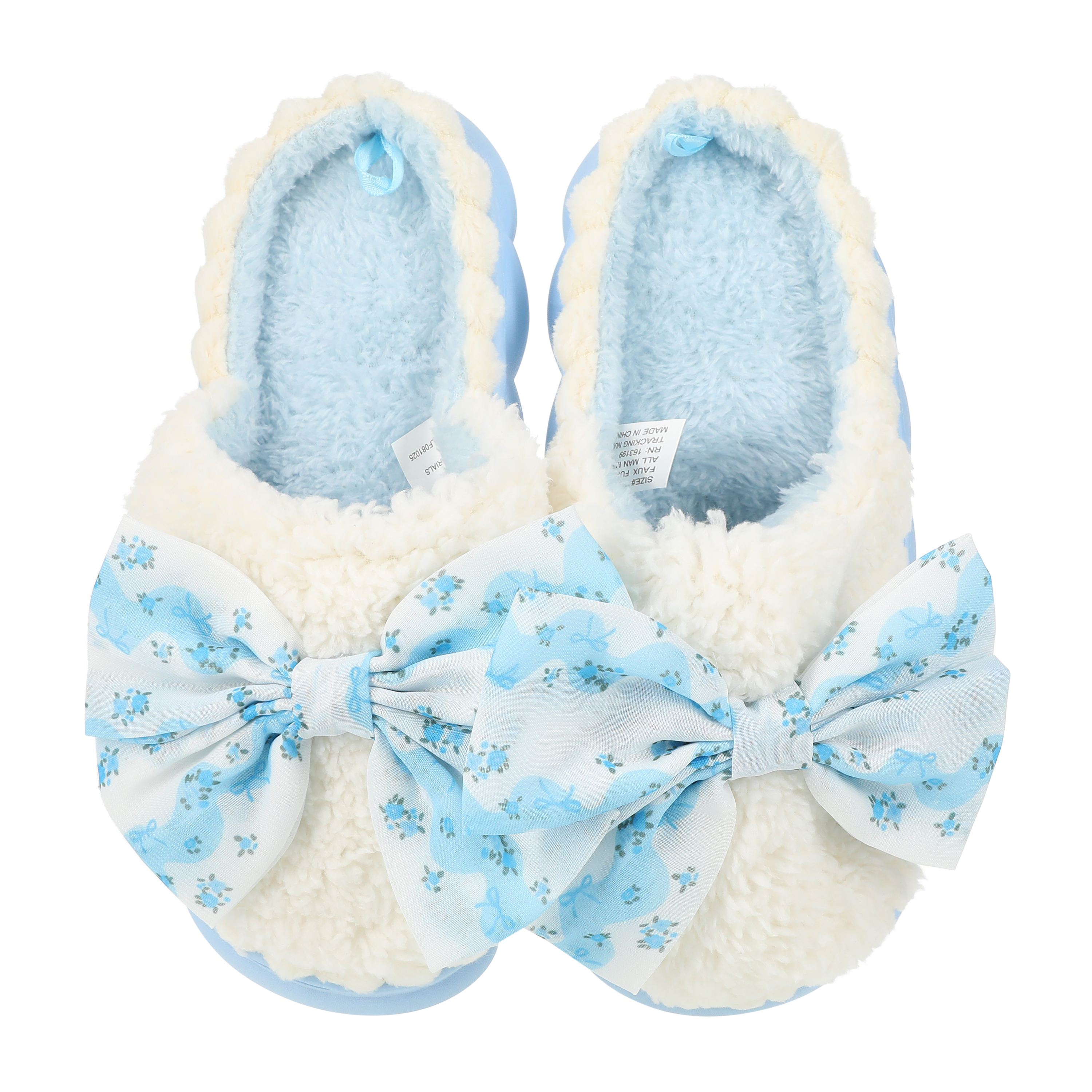 Ladies Fluffy Bow Slippers
