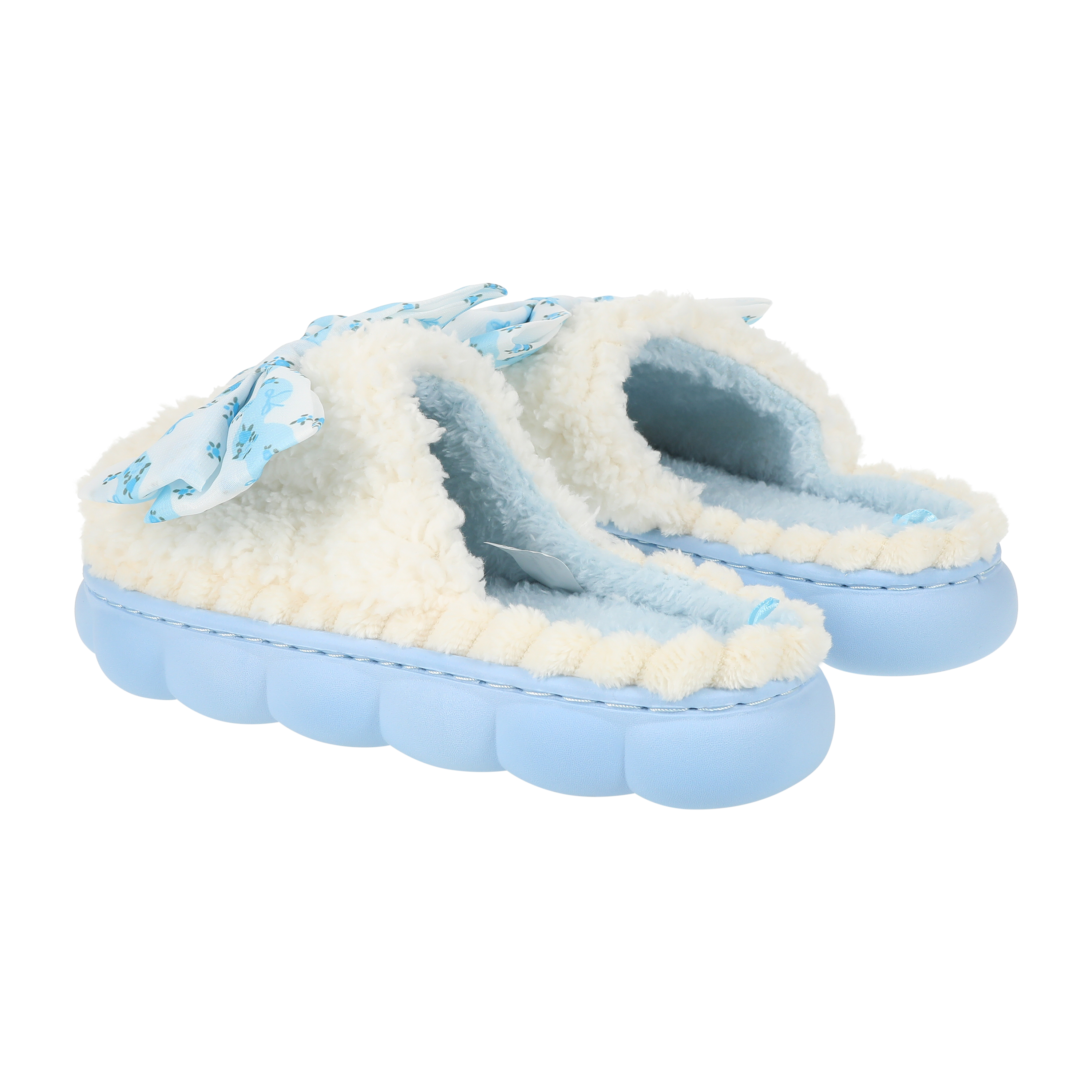 Ladies Fluffy Bow Slippers