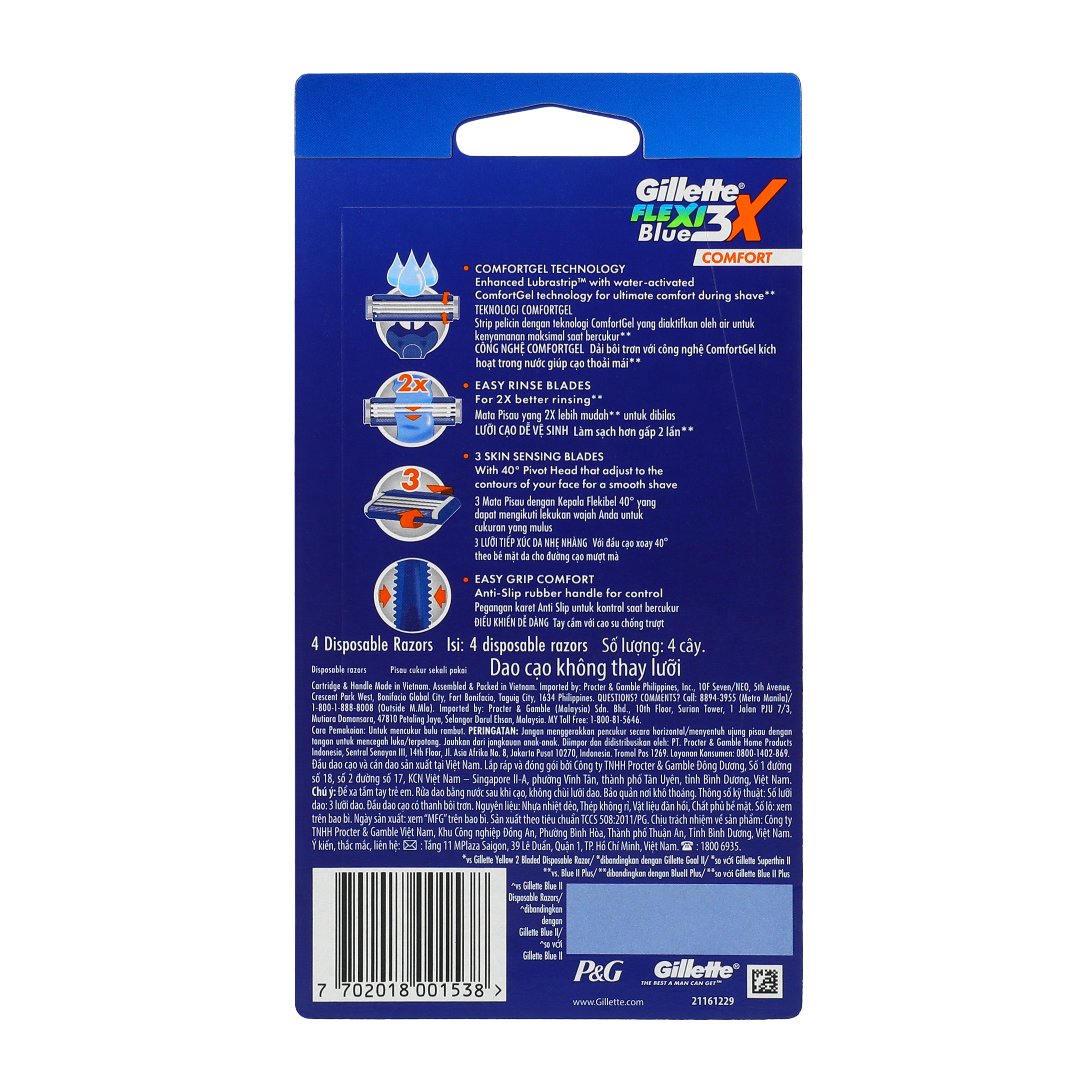 Gillette® Flexi Blue Comfort Blades 4-Pack