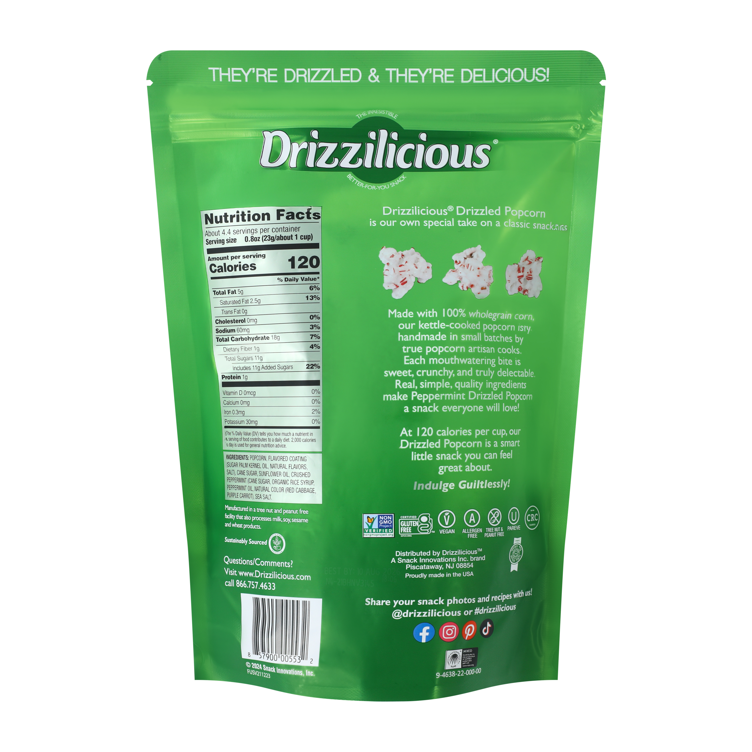 Drizzilicious® Peppermint Drizzled Popcorn 3.6oz