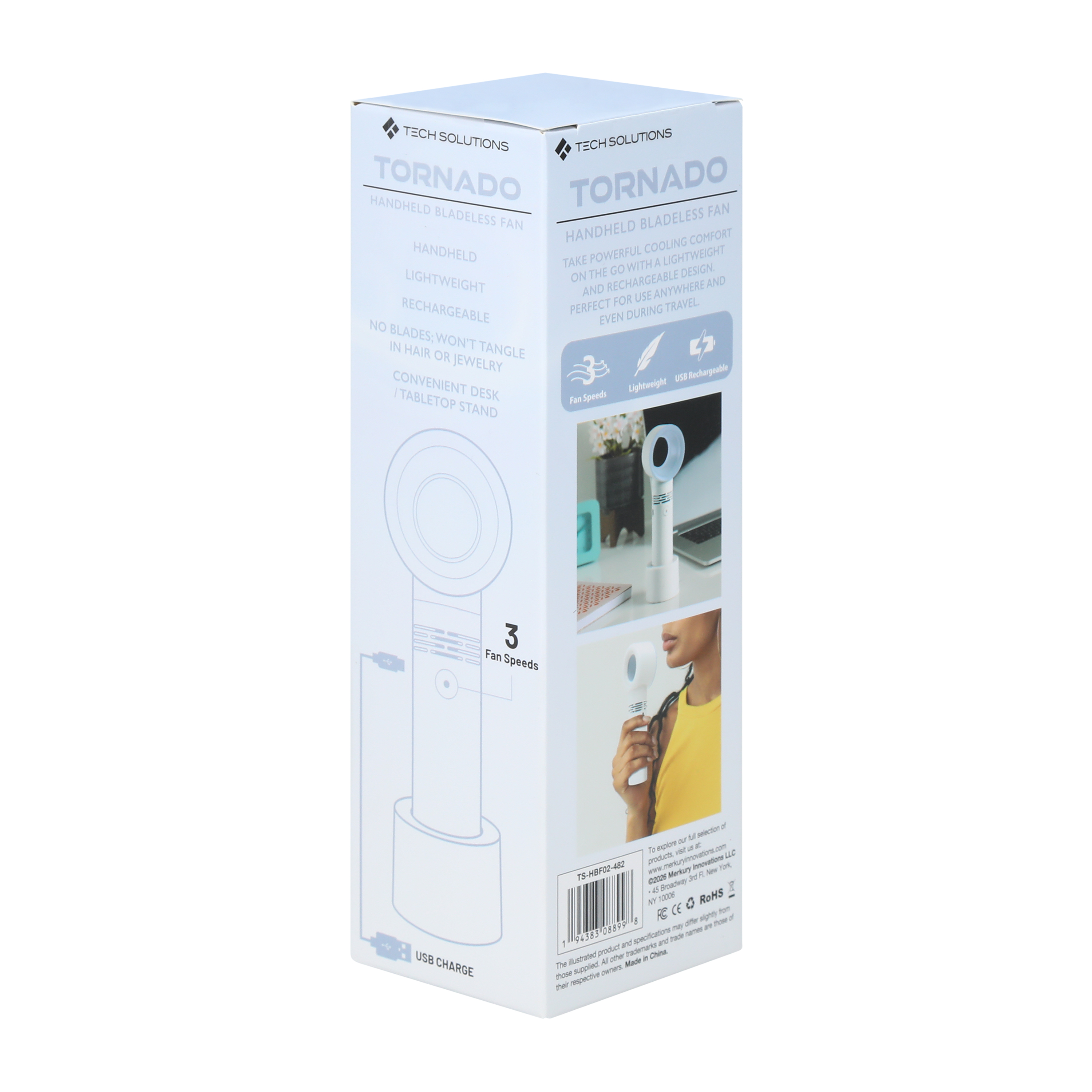 Tornado Bladeless Handheld Fan 2.7in x 7.8in