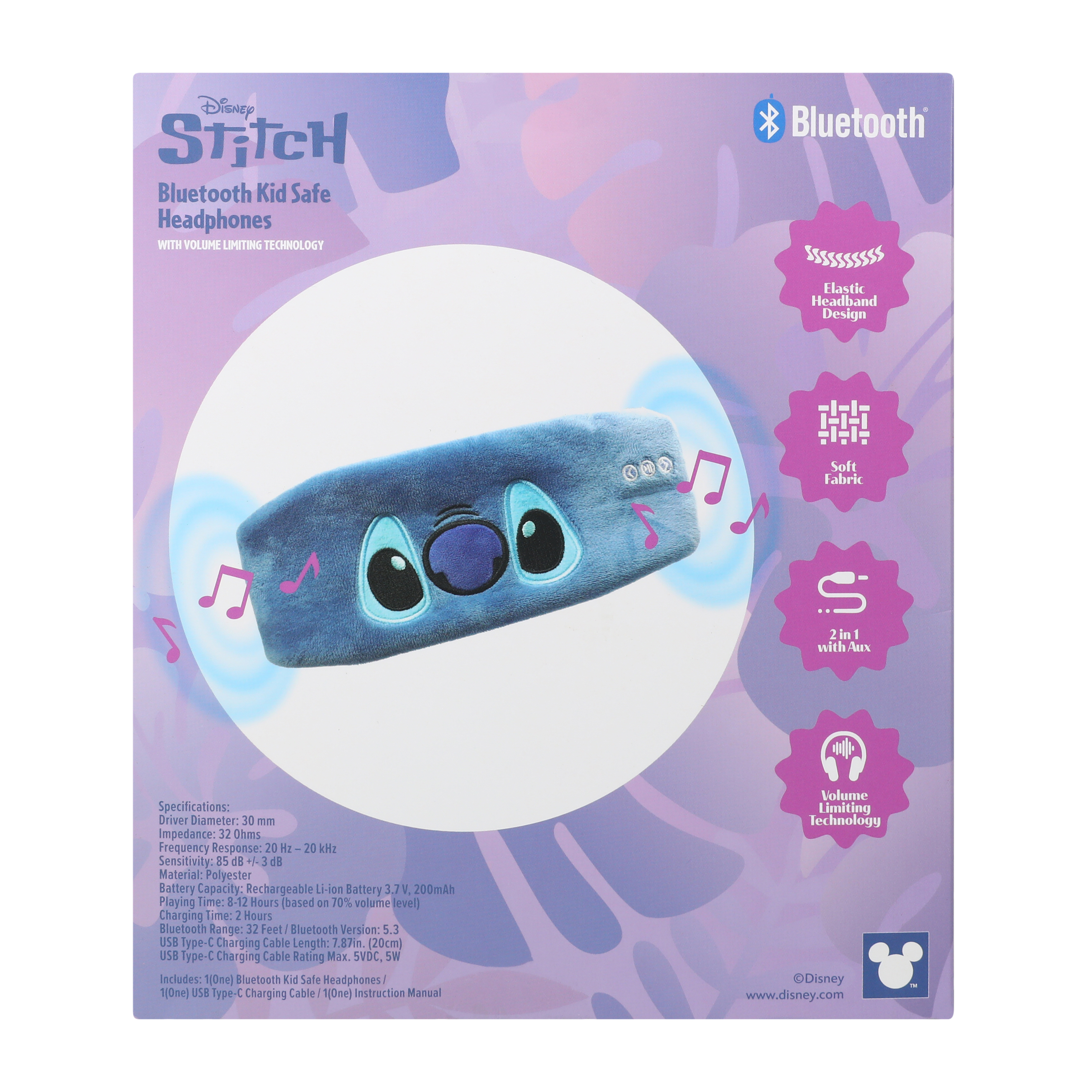 Disney Stitch Bluetooth Kid Safe Headphones