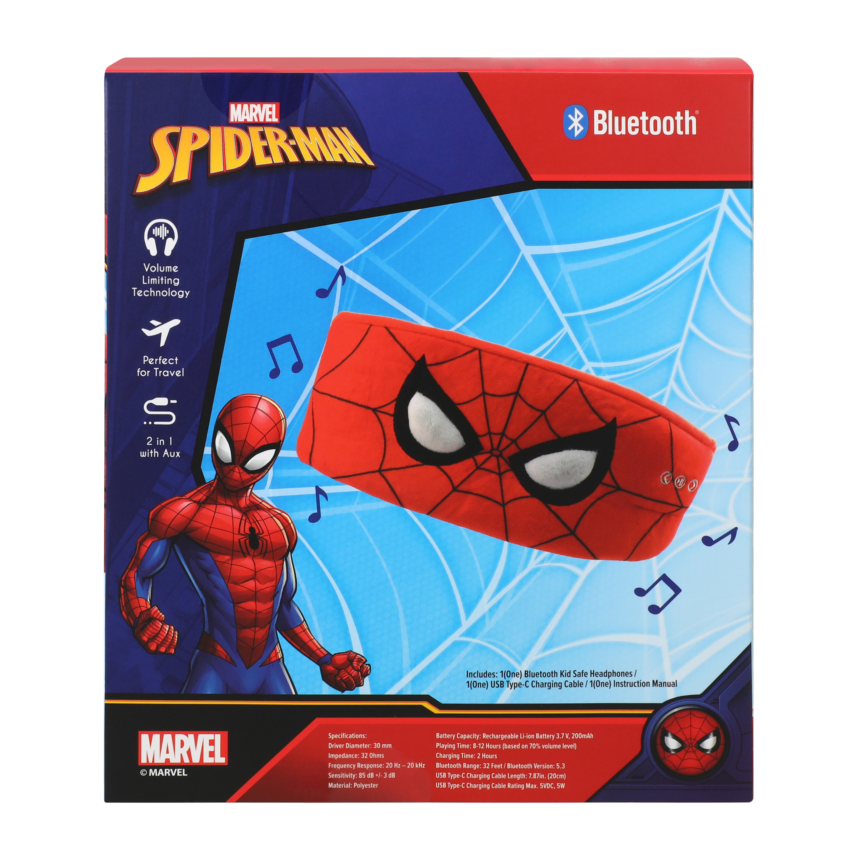 Marvel Spider-Man Bluetooth Kid Safe Headphones