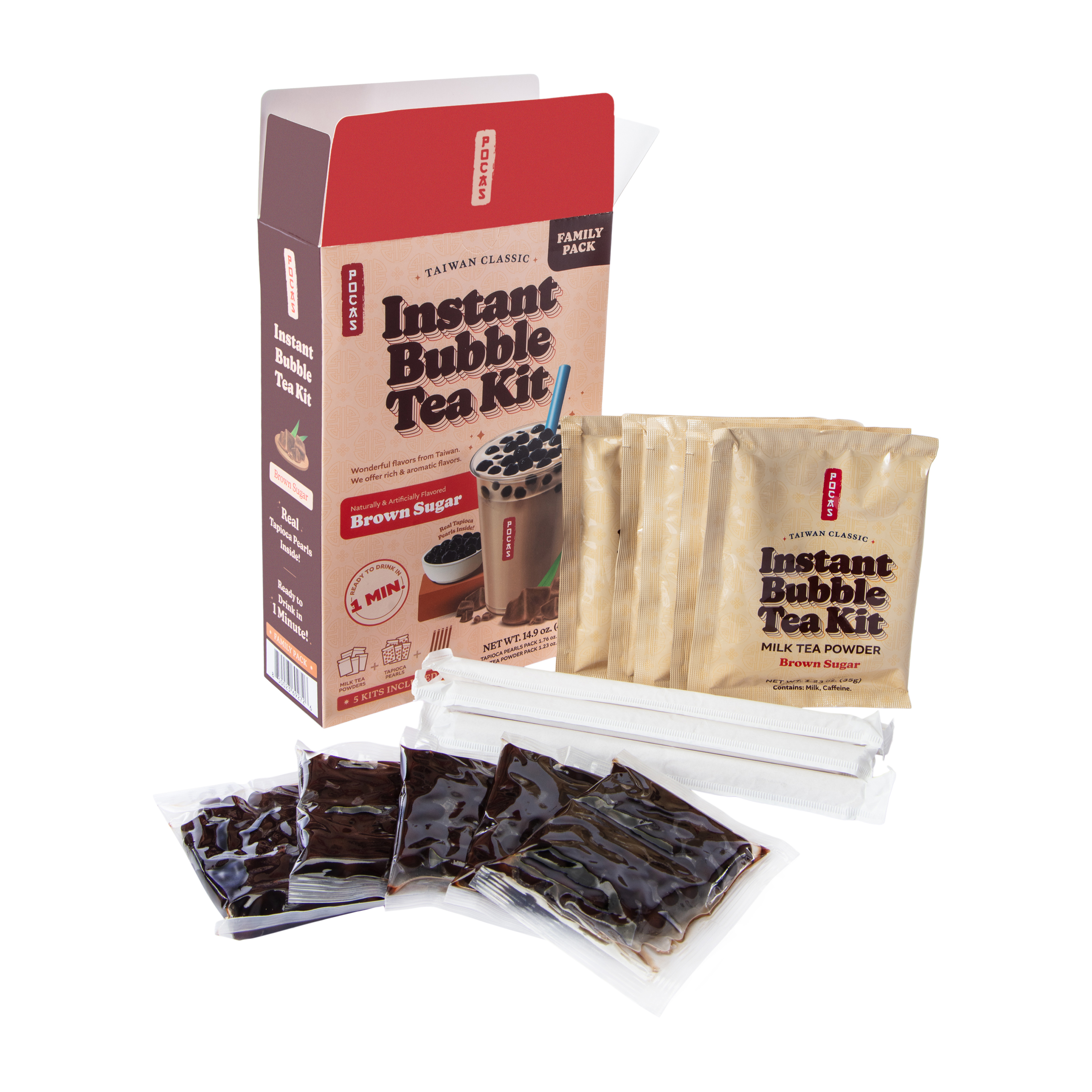 Pocas Taiwan Classic Instant Bubble Tea Family Pack Kit 14.9oz