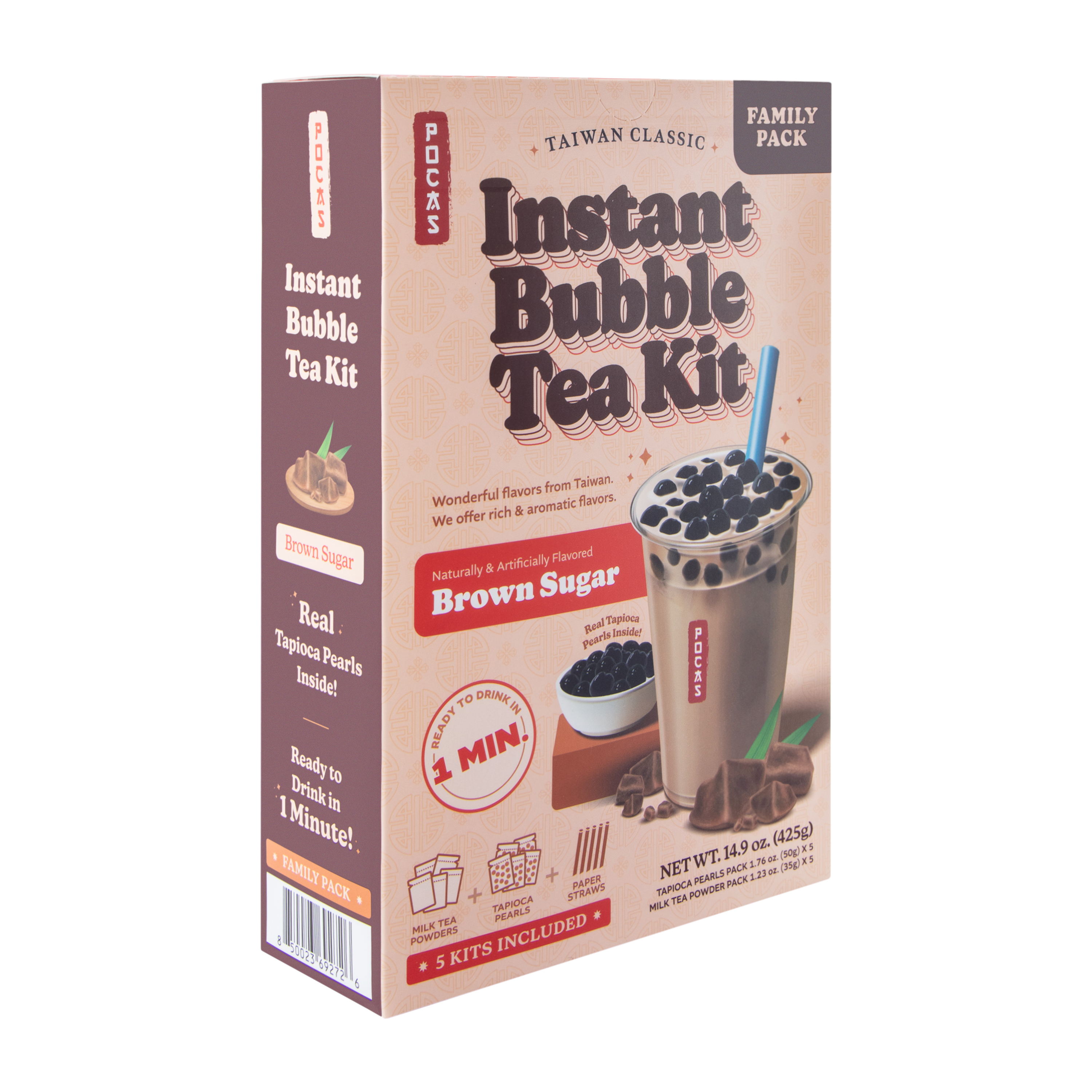 Pocas Taiwan Classic Instant Bubble Tea Family Pack Kit 14.9oz