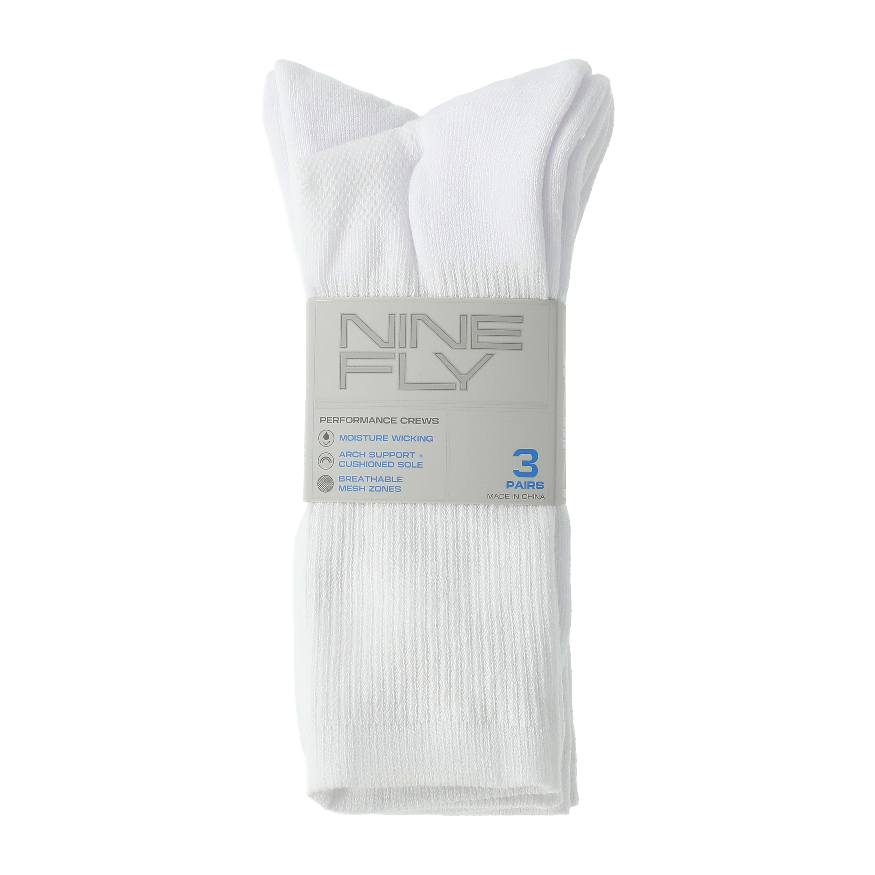 Young Mens Nine Fly Performance Crew Socks 3-Pairs