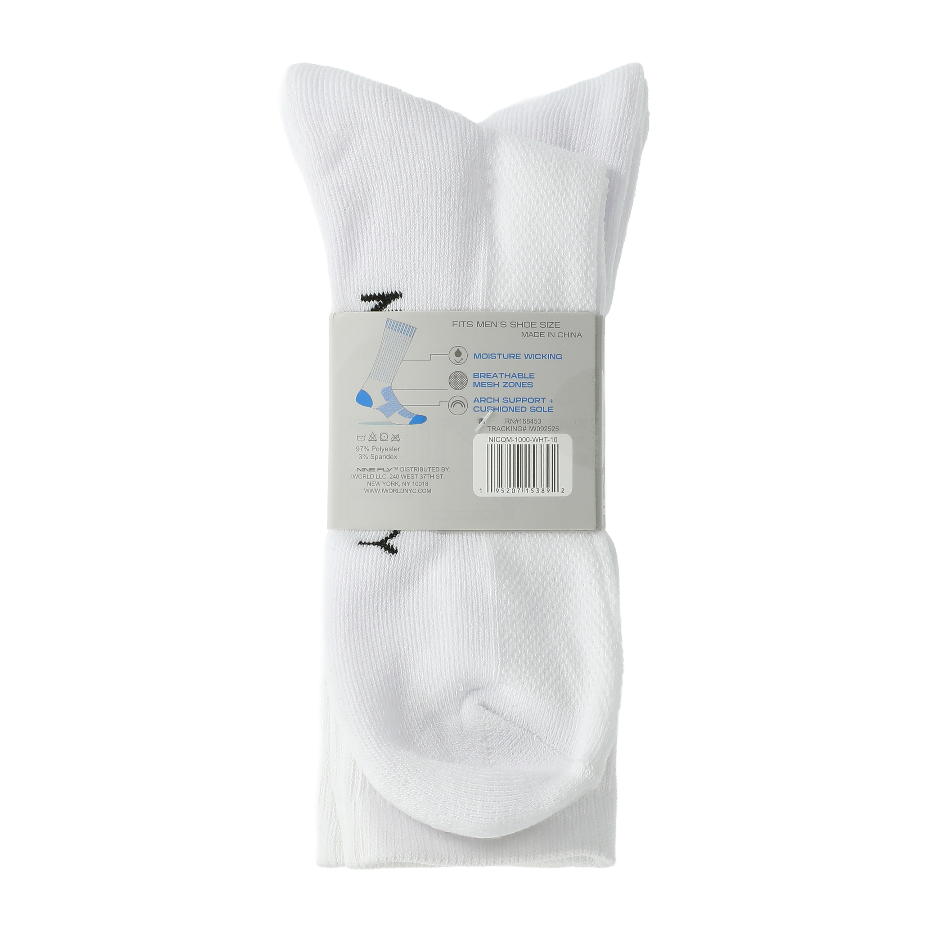 Young Mens Nine Fly Performance Crew Socks 3-Pairs
