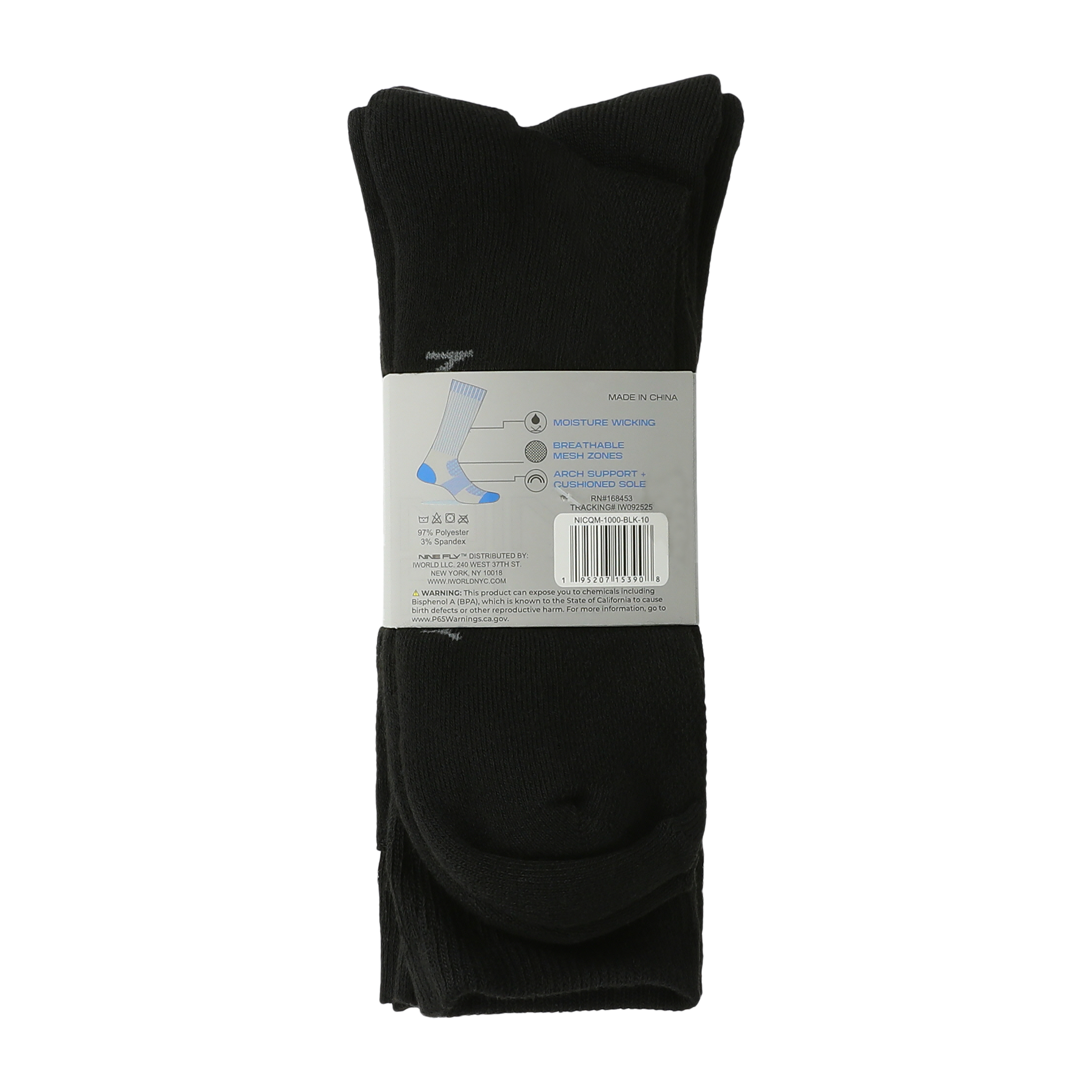 Young Mens Nine Fly Performance Crew Socks 3-Pairs