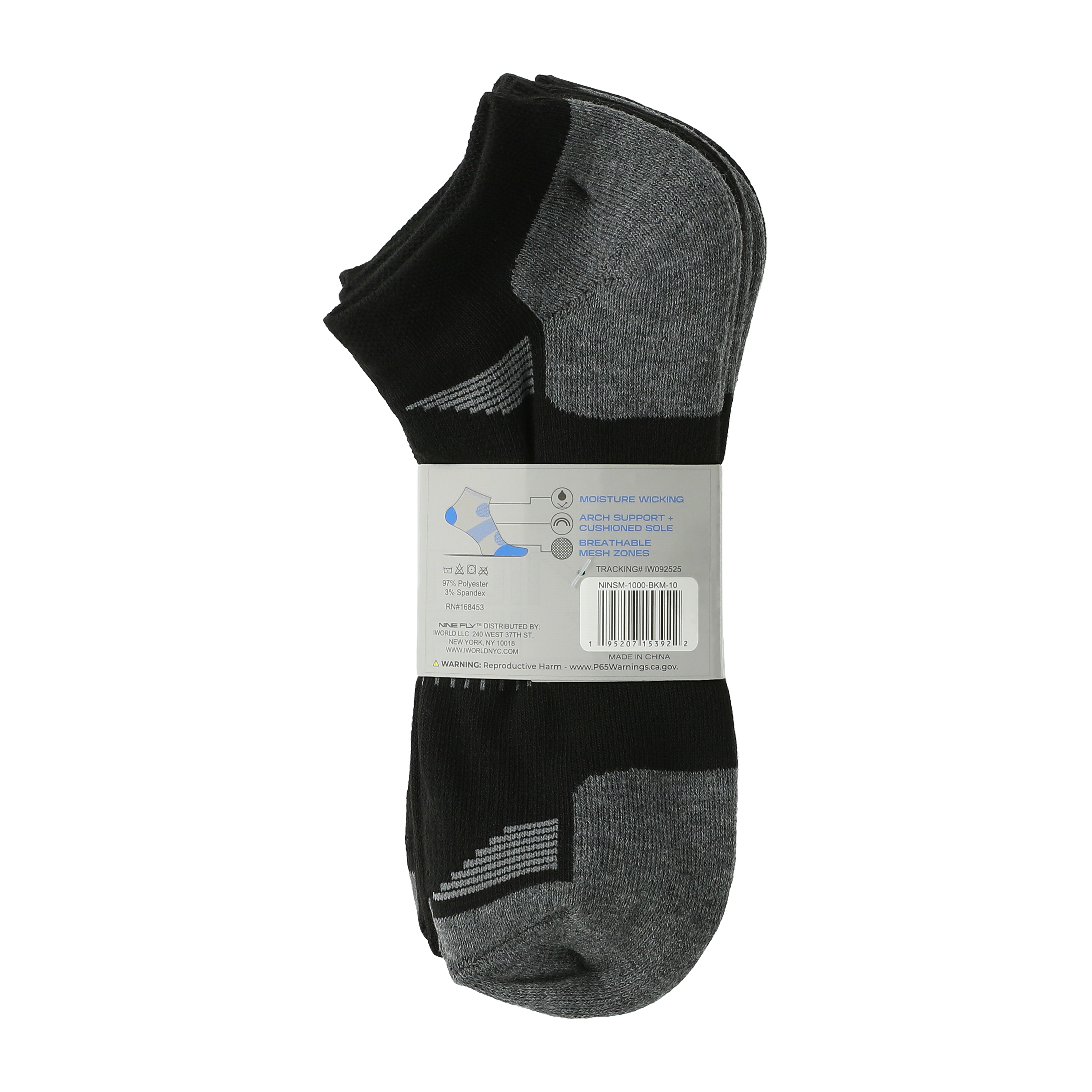 Young Mens Nine Fly Performance No Show Socks 5-Pairs