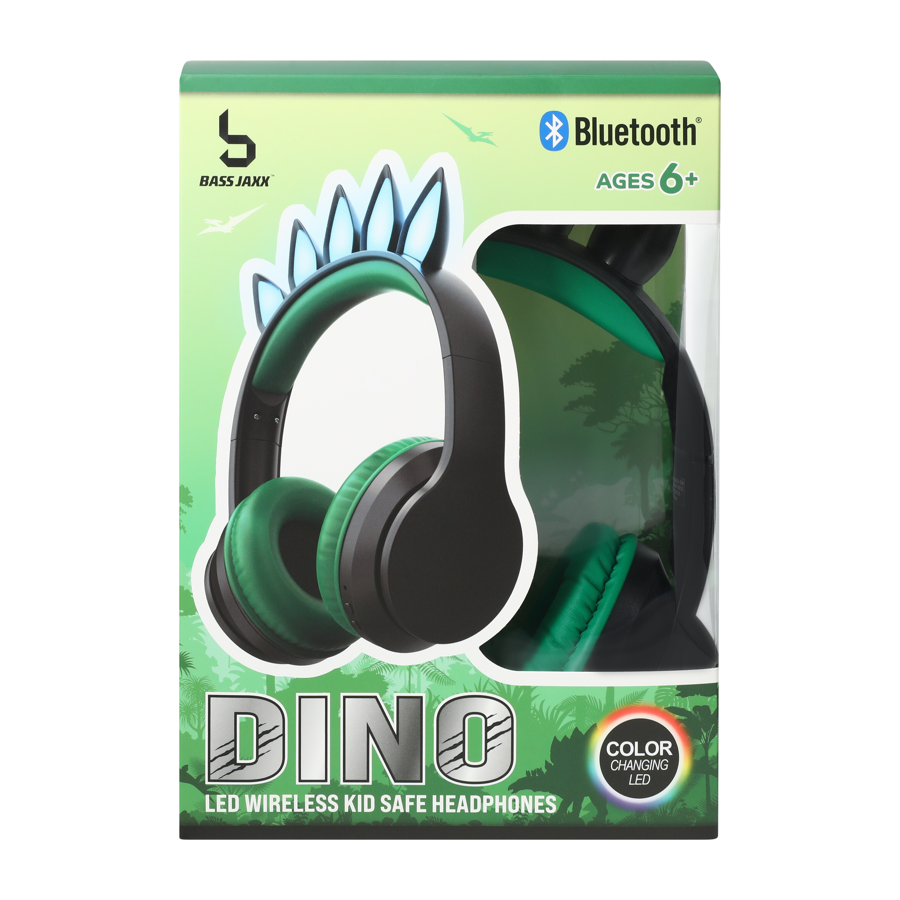 Bass Jaxx™ Dino LED Wireless Kid Safe Headphones