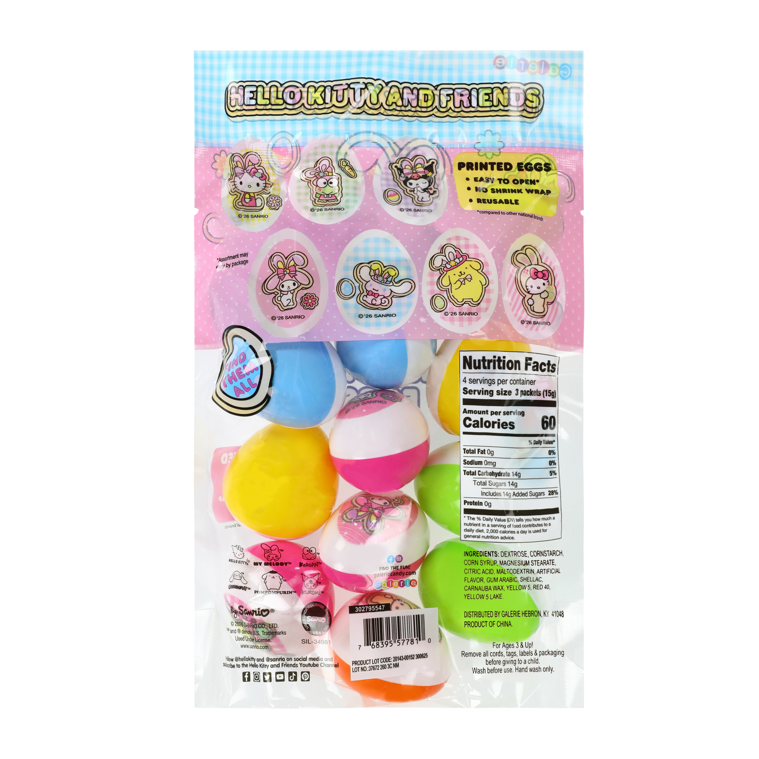 Hello Kitty And Friends® Candy Filled Eggs 12-Count 2.12oz