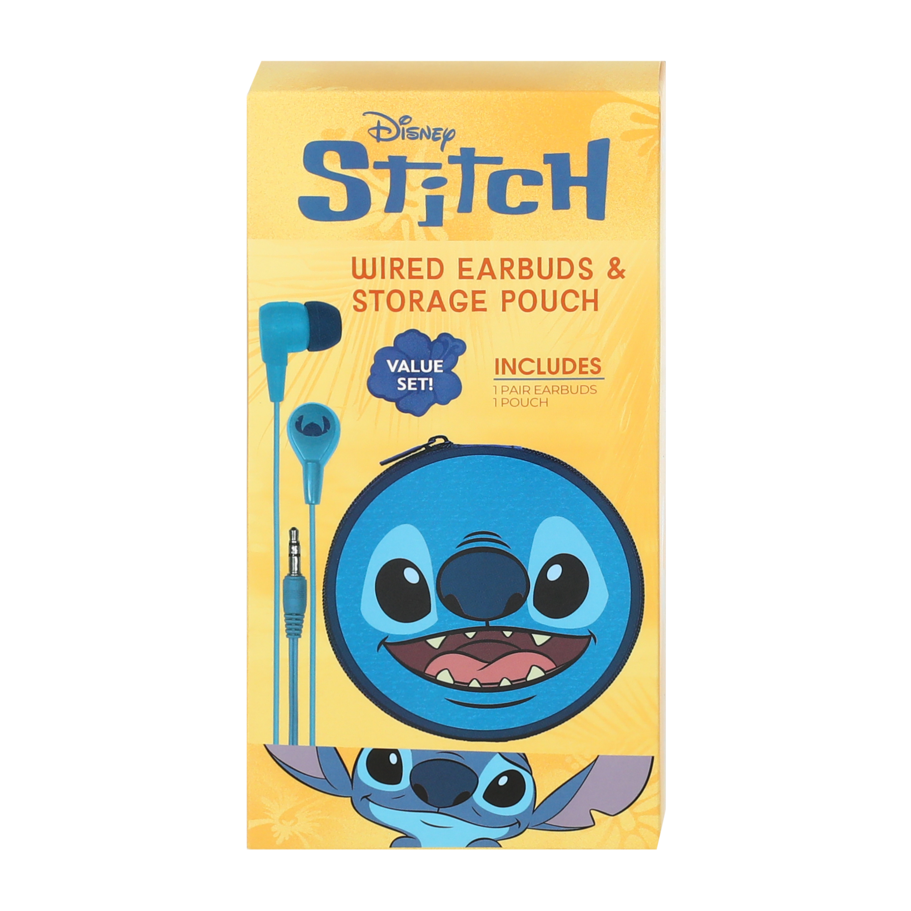 Disney Stitch Wired Earbuds & Storage Pouch Value Set