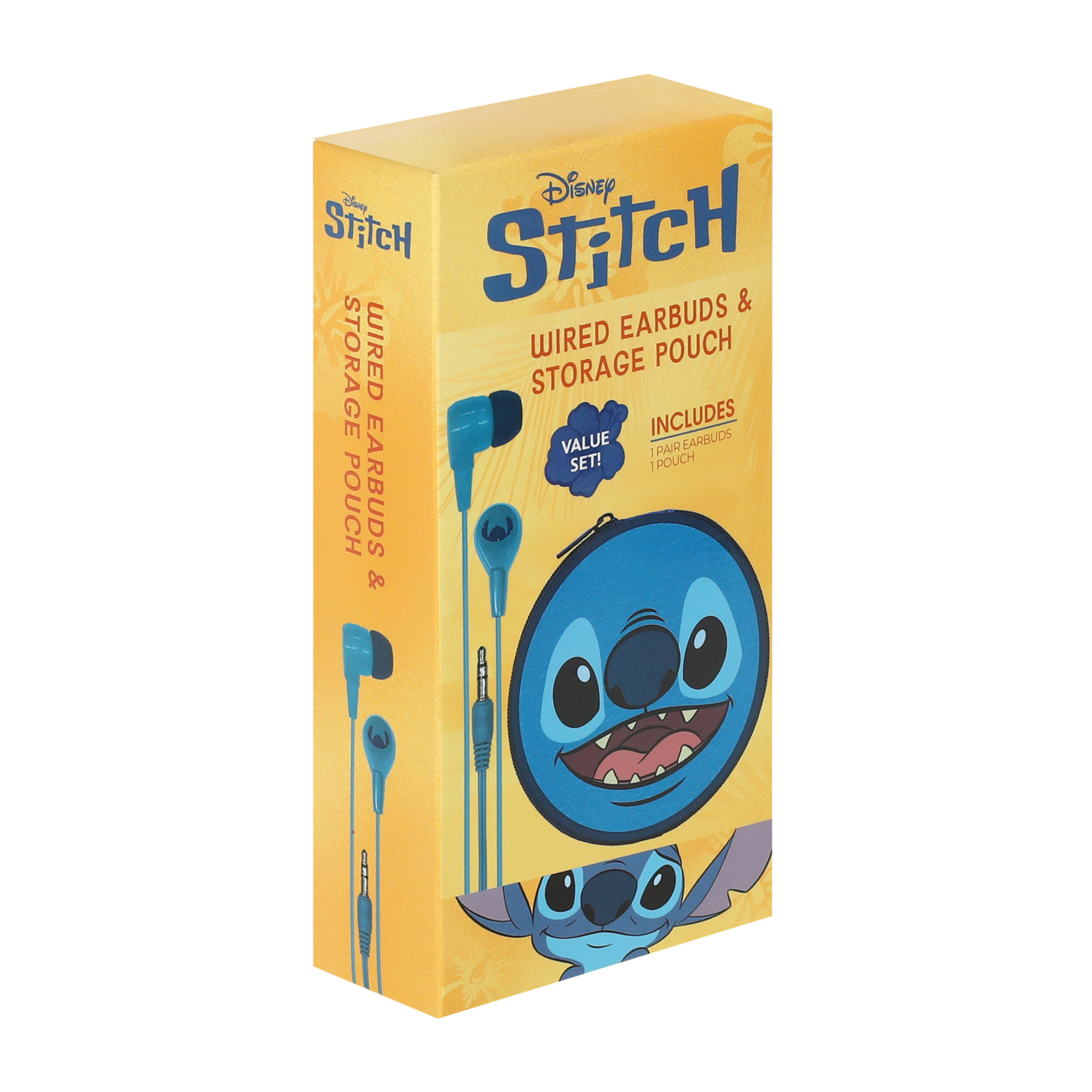 Disney Stitch Wired Earbuds & Storage Pouch Value Set