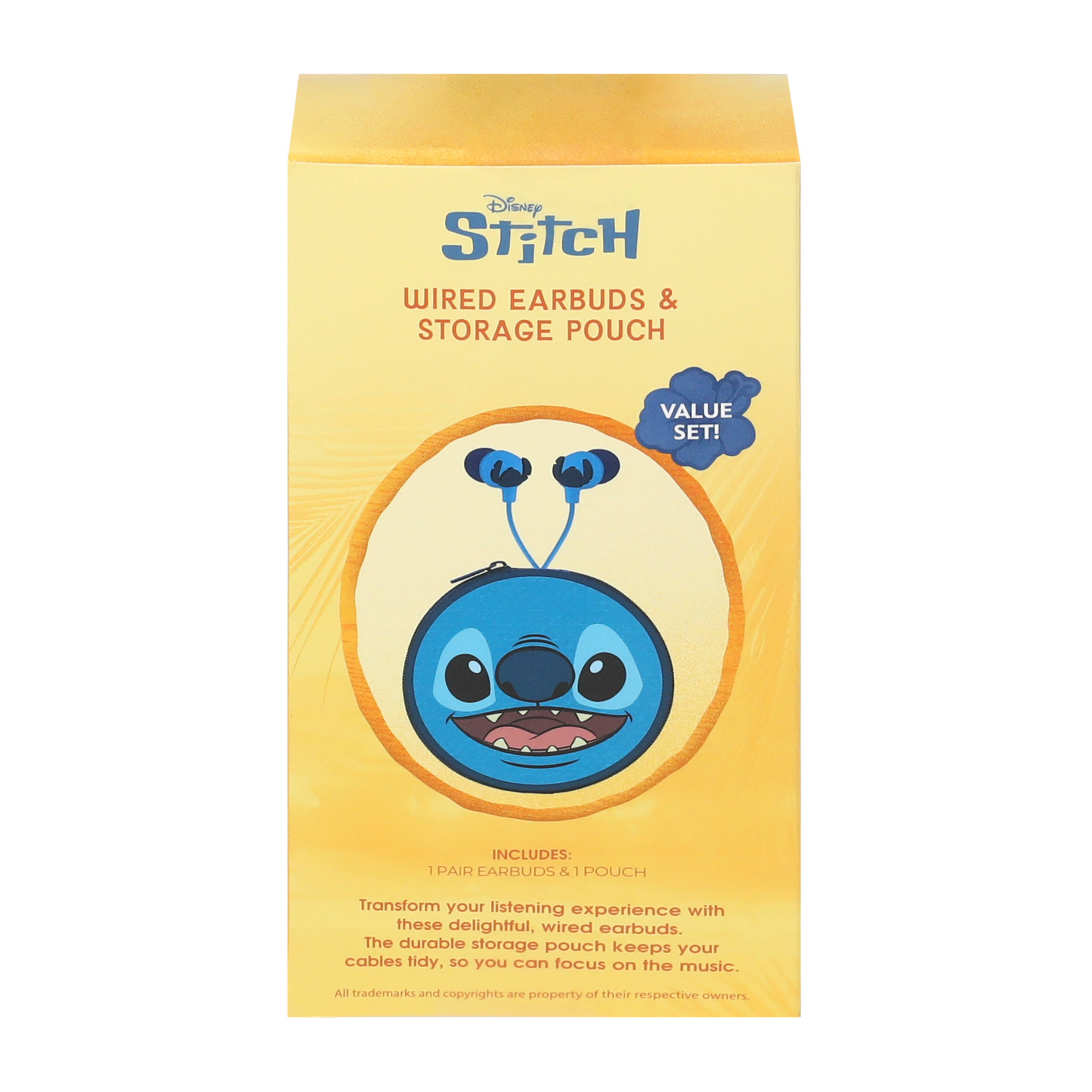Disney Stitch Wired Earbuds & Storage Pouch Value Set