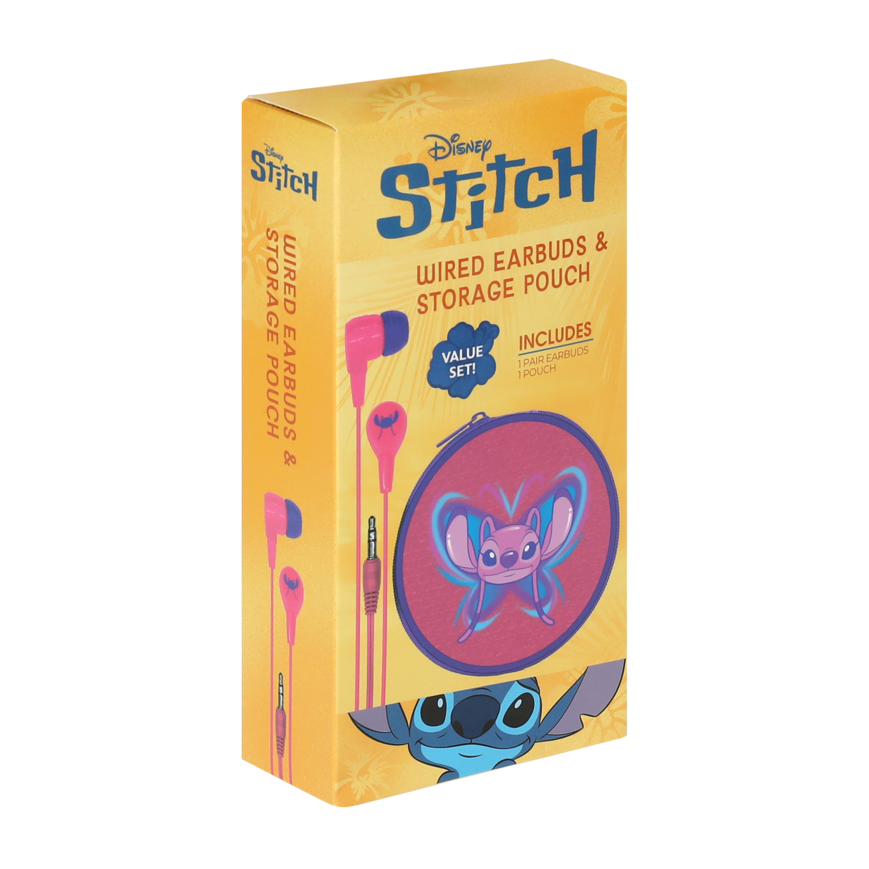 Disney Stitch Wired Earbuds & Storage Pouch Value Set