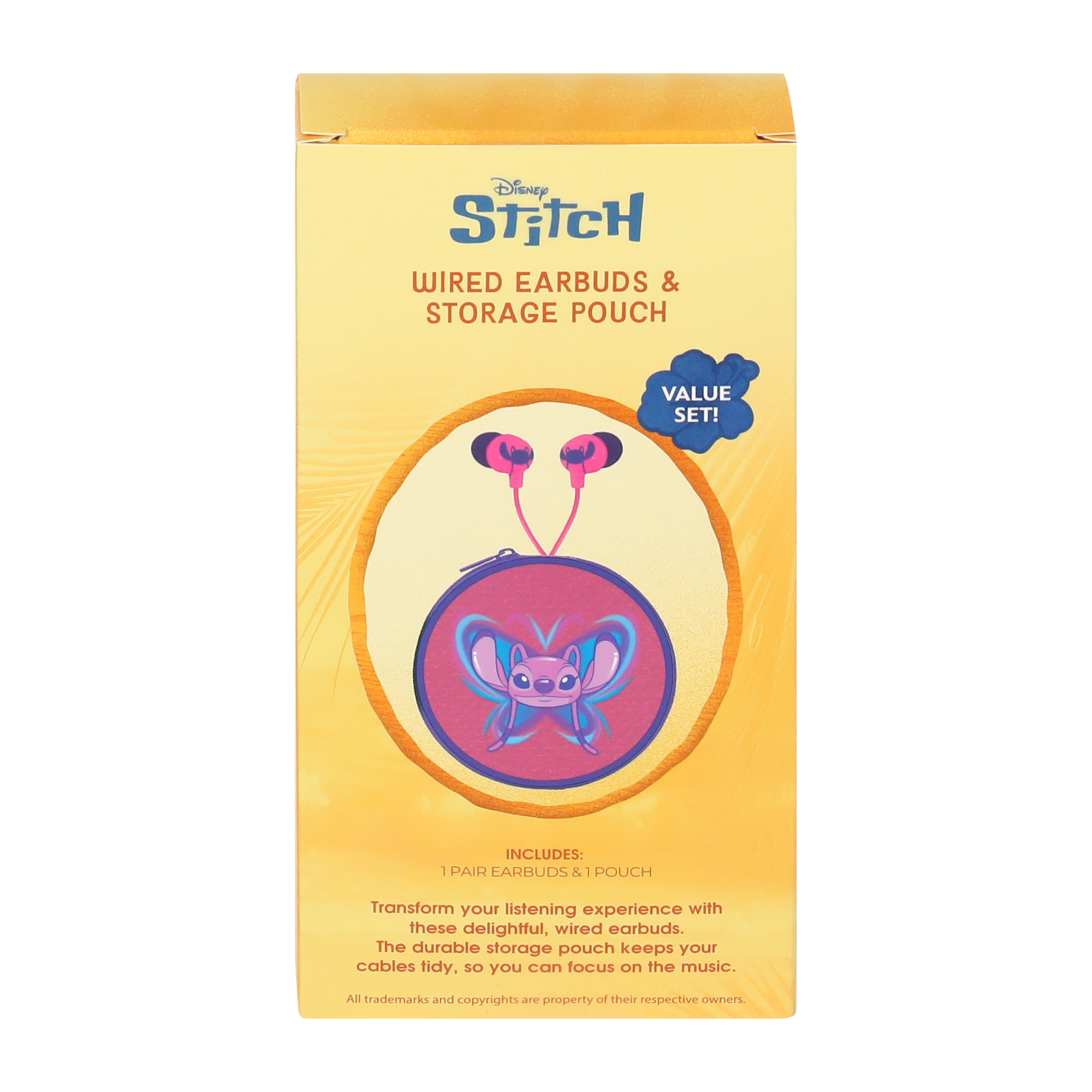 Disney Stitch Wired Earbuds & Storage Pouch Value Set