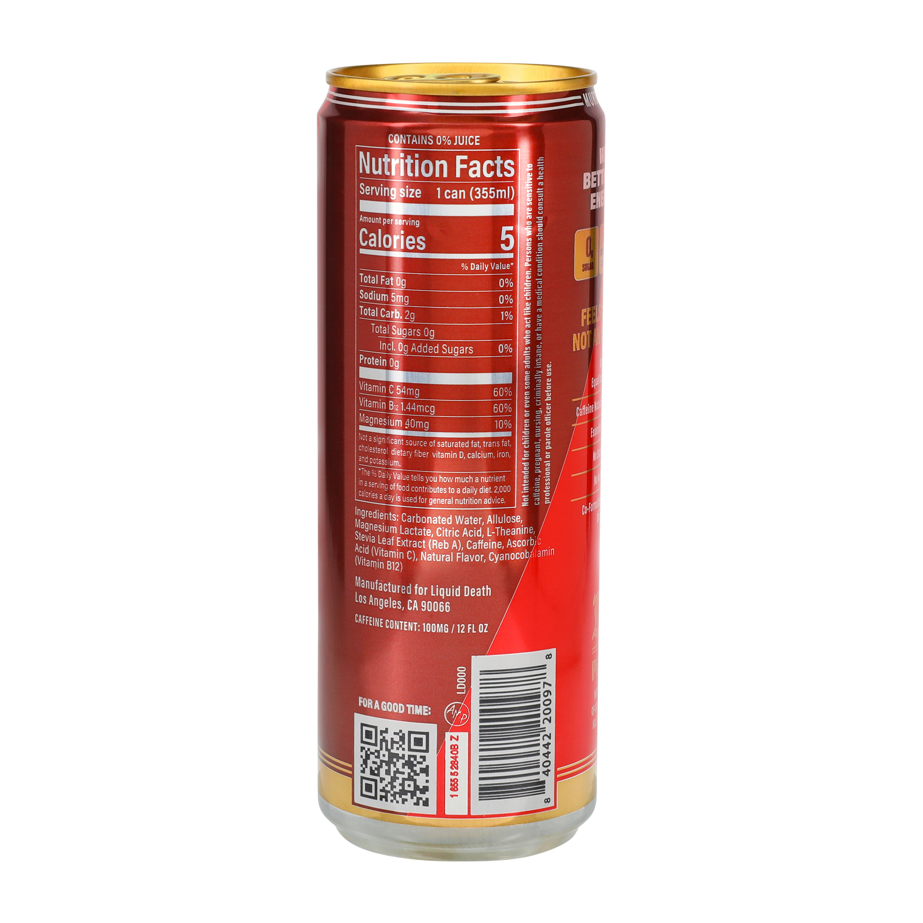 Liquid Death Murder Mystery Sparkling Energy Drink 12oz