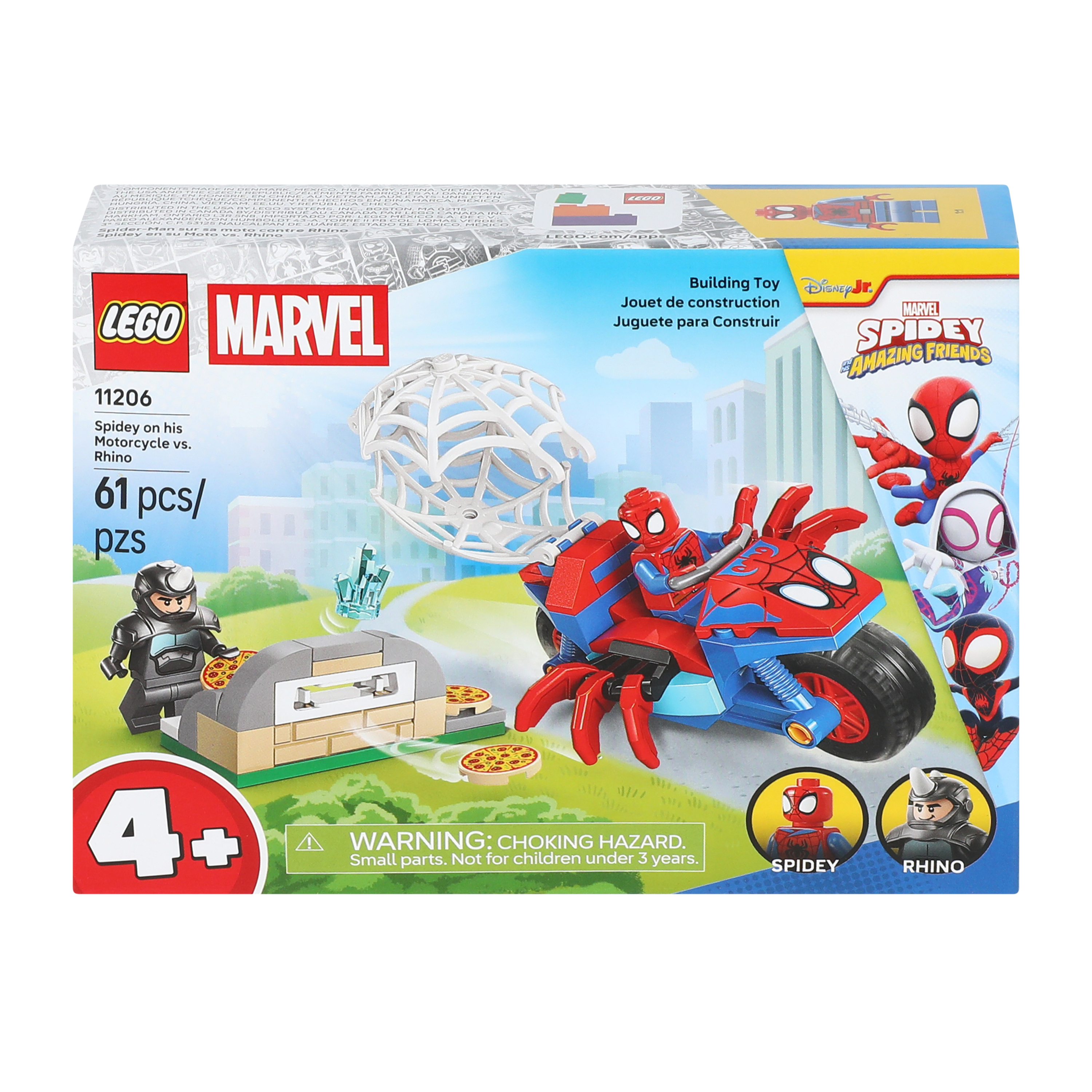 Lego® Marvel Spidey & Amazing Friends Spidey On His Motorcycle Vs. Rhino Building Toy