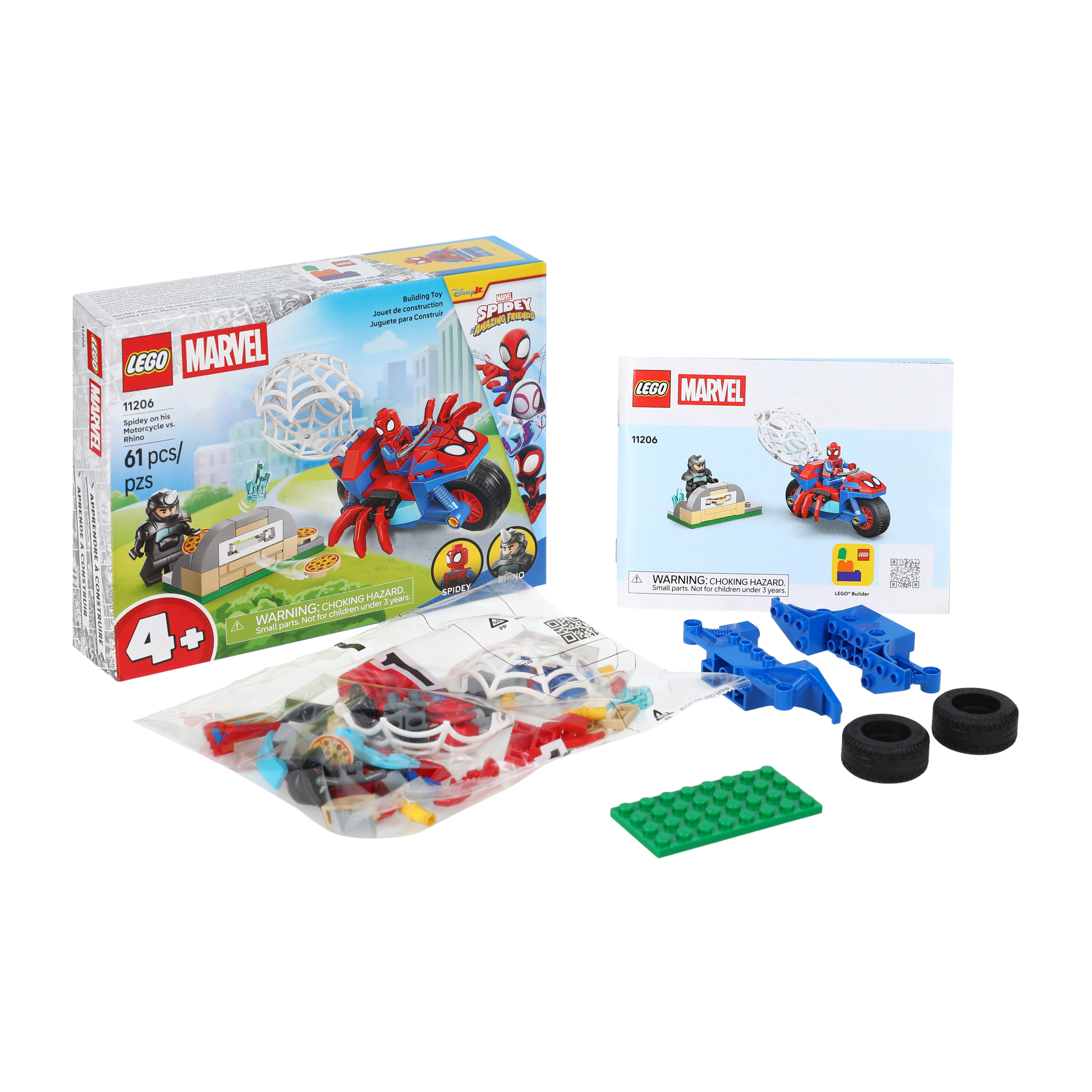 Lego® Marvel Spidey & Amazing Friends Spidey On His Motorcycle Vs. Rhino Building Toy