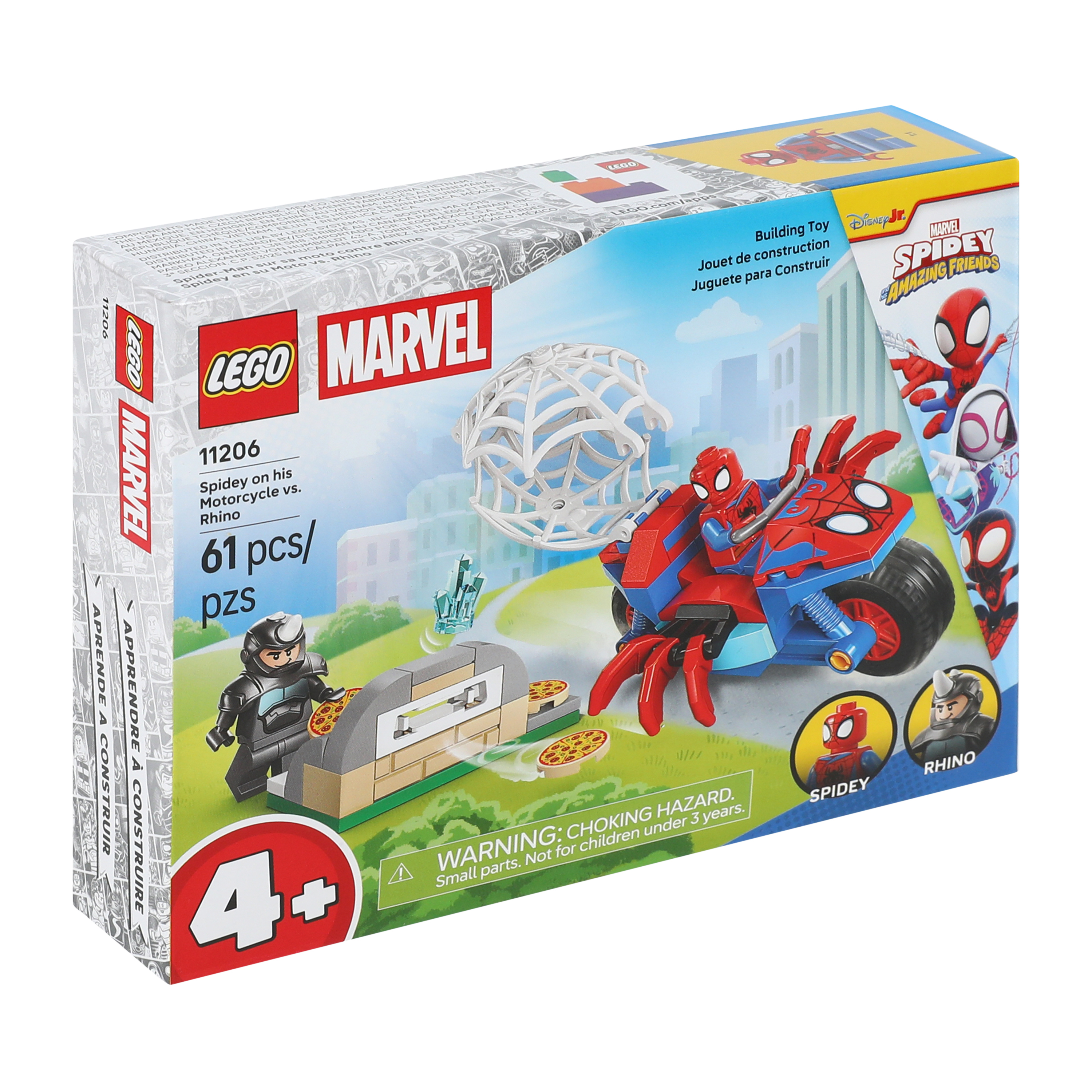 Lego® Marvel Spidey & Amazing Friends Spidey On His Motorcycle Vs. Rhino Building Toy