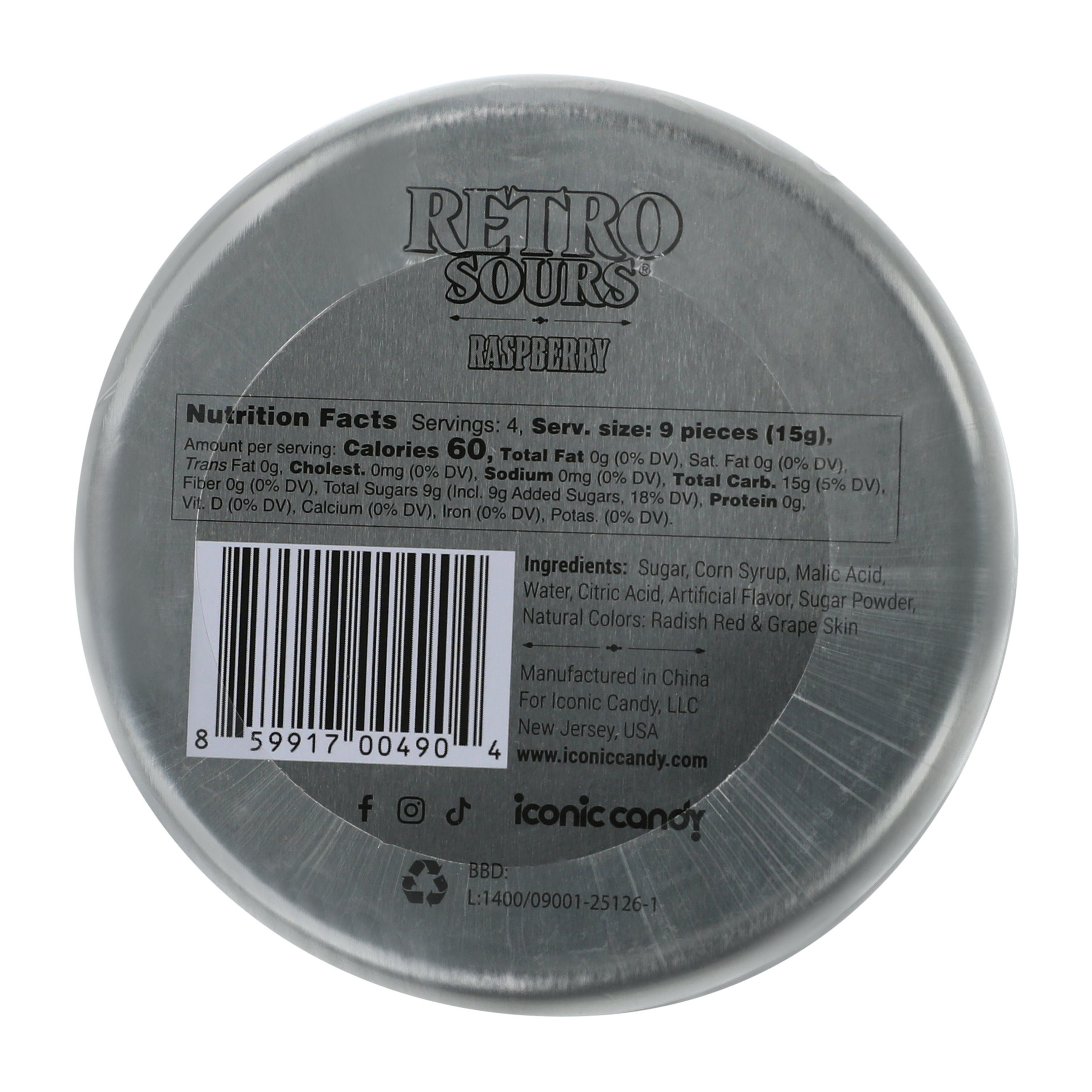 Retro Sours® Rasberry Candy Tin 2.1oz