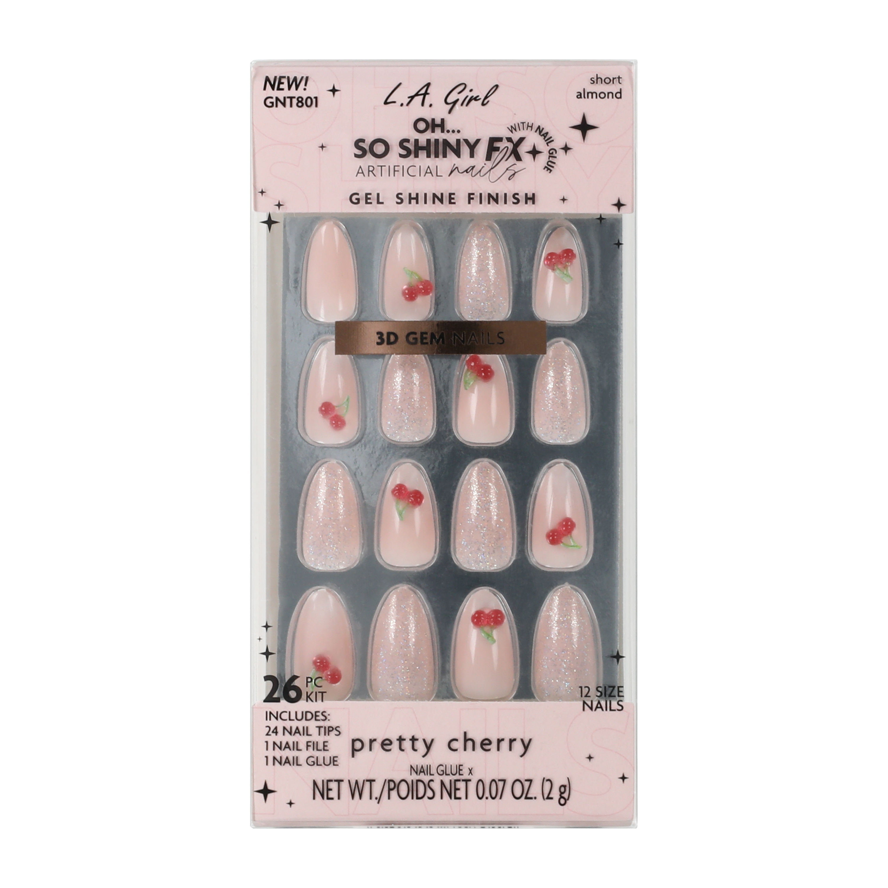 L.A. Girl Oh… So Shiny Pretty Cherry Artificial Nails 26-Pack