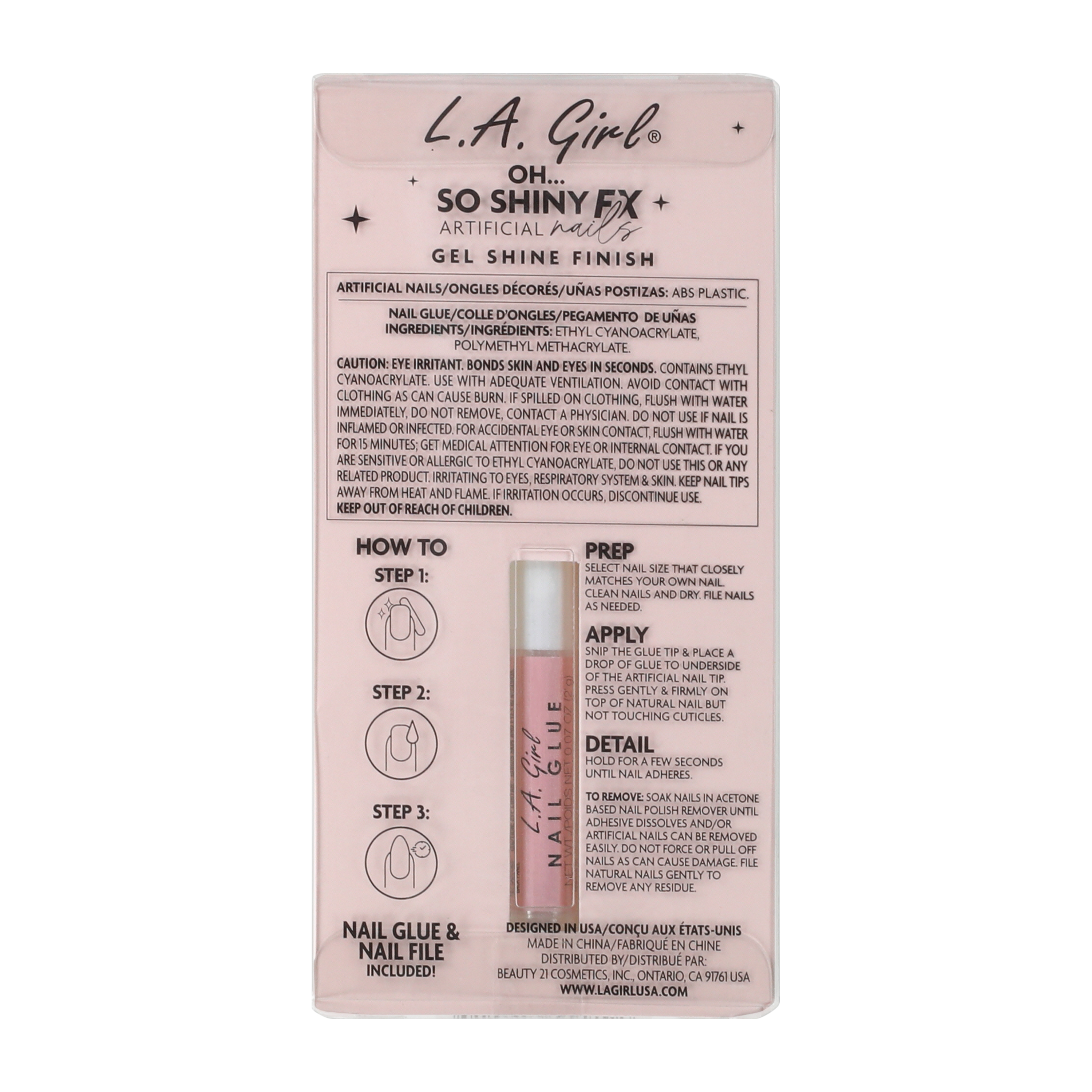 L.A. Girl Oh… So Shiny Pretty Cherry Artificial Nails 26-Pack