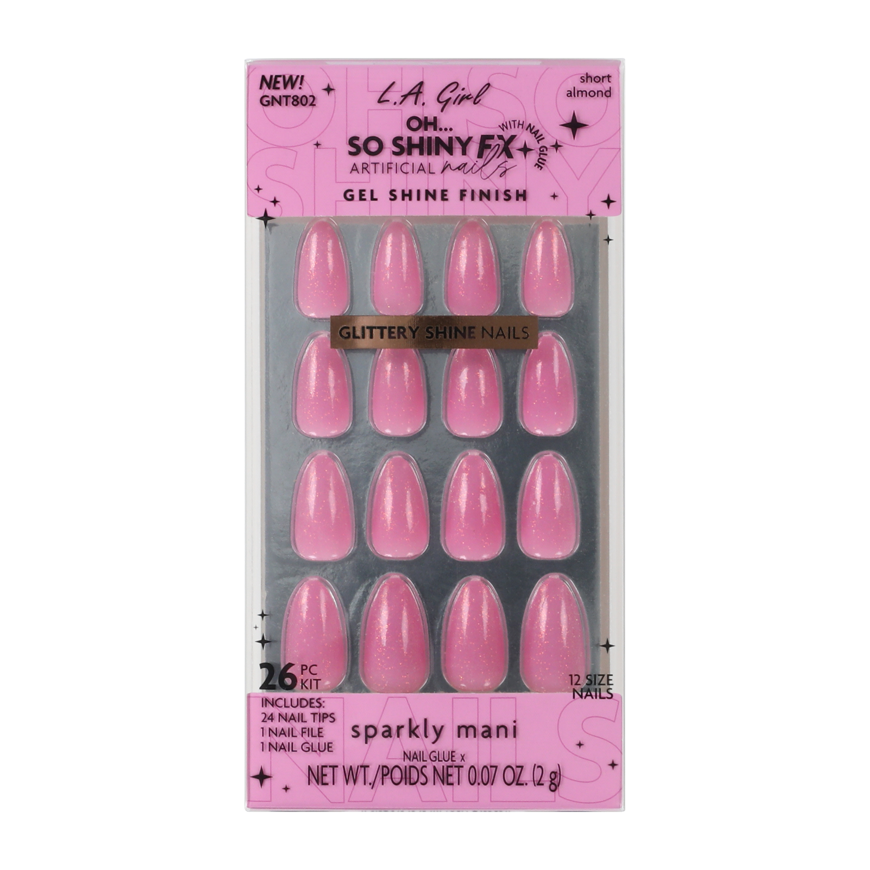 L.A. Girl Oh… So Shiny Sparkly Mani Artificial Nails 26-Pack