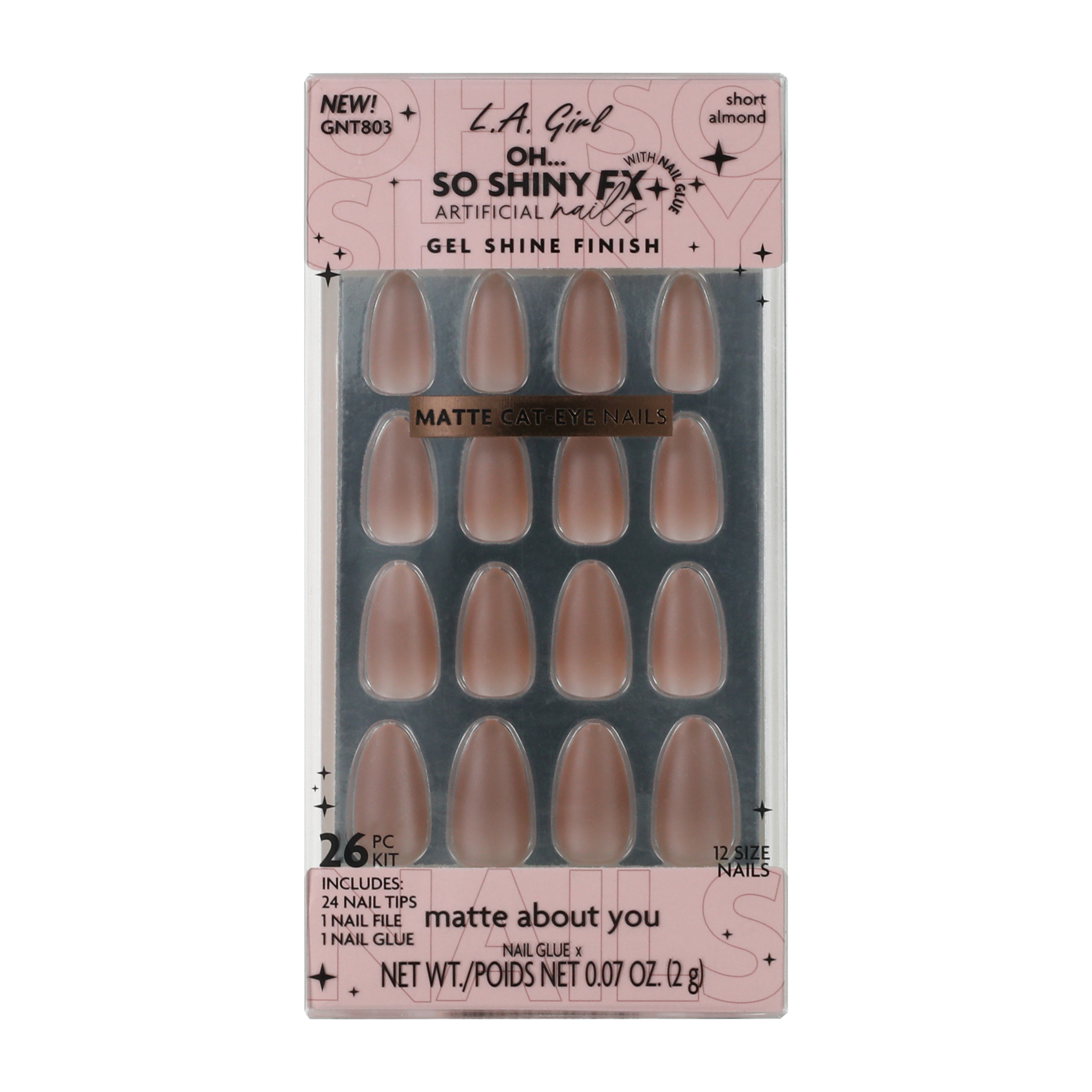 L.A. Girl Oh… So Shiny Matte About You Artificial Nails 26-Pack